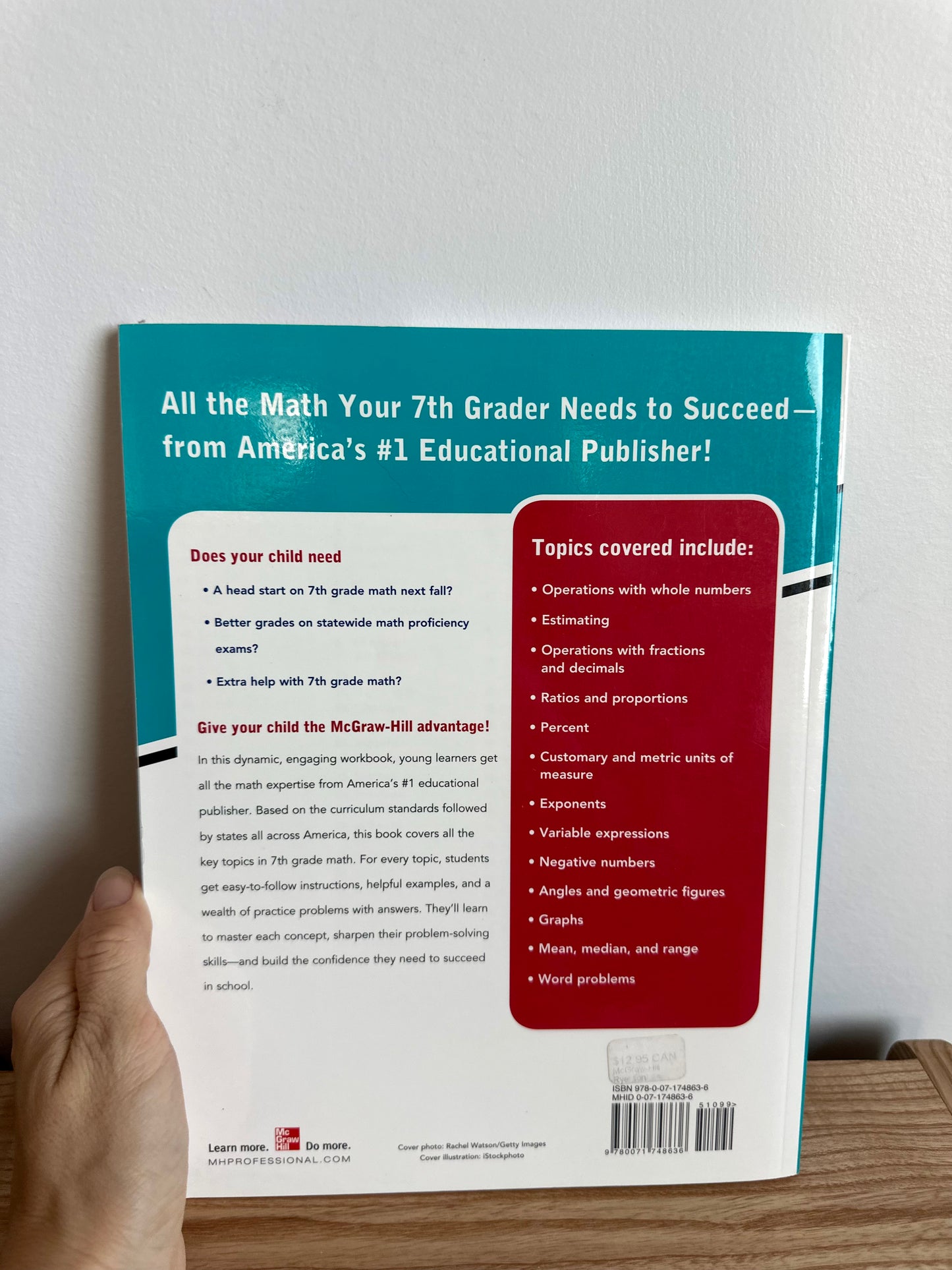 Gr. 7 Math Workbook / 12 years (No Shipping)