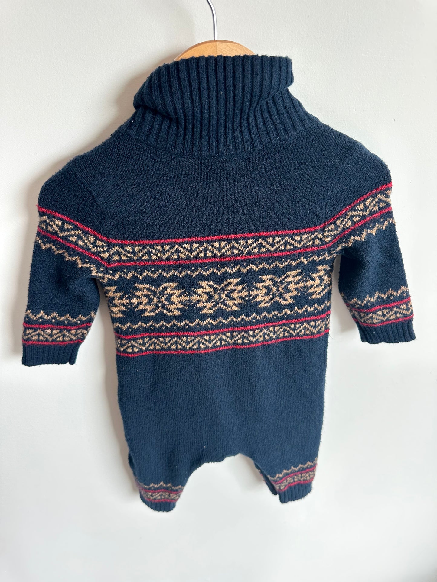 Navy Knit Jumpsuit / 3-6m