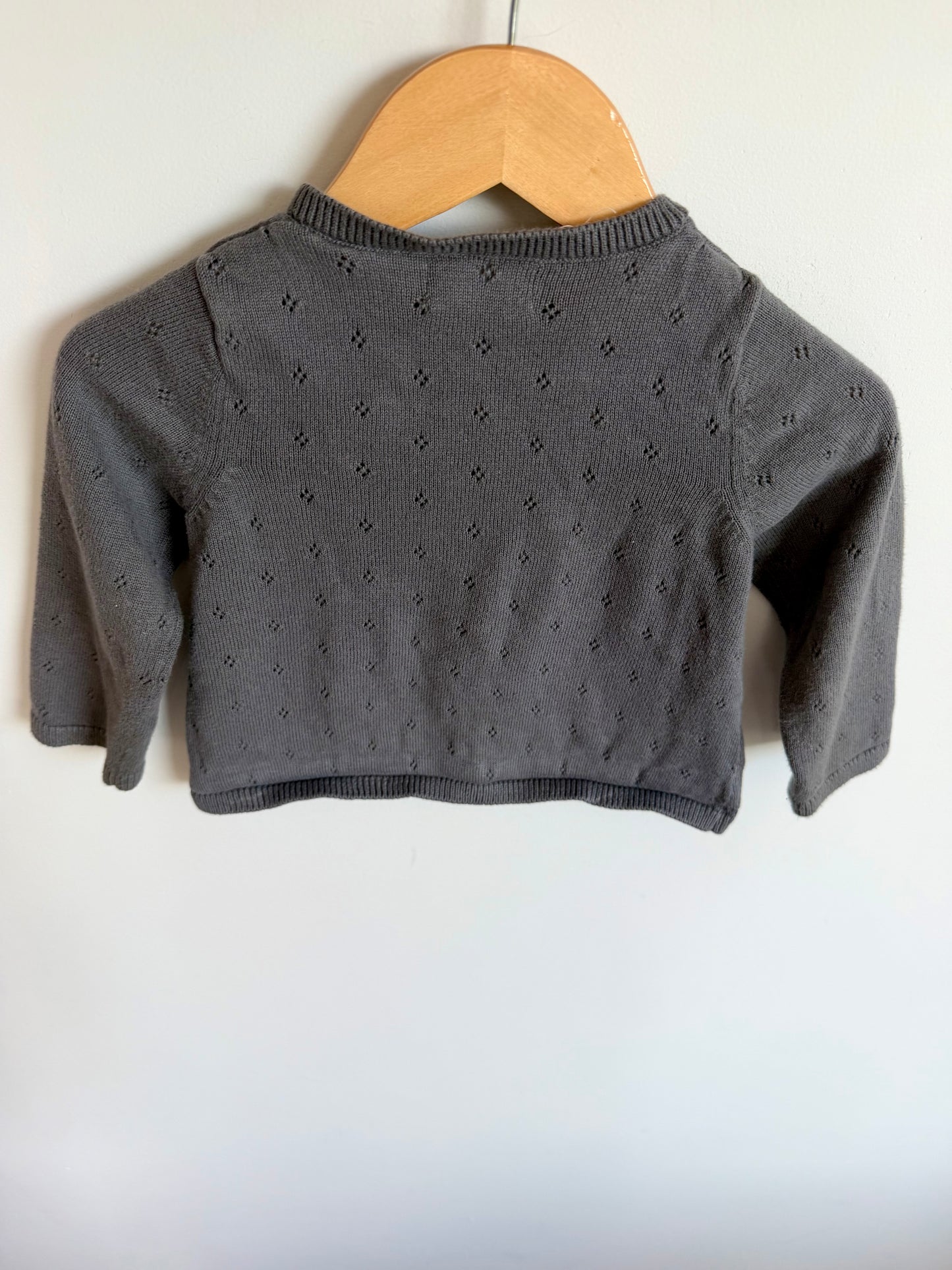 Wheat Grey Organic Cotton Cardigan / 12m