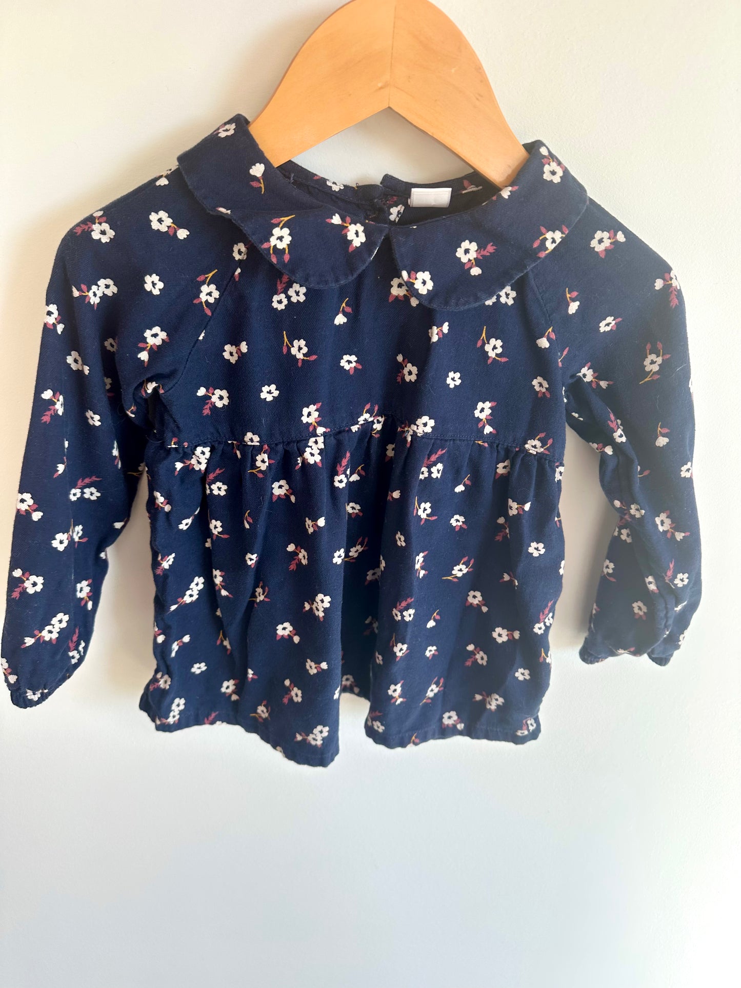 Collared Navy Floral Long Sleeve / 18-24m