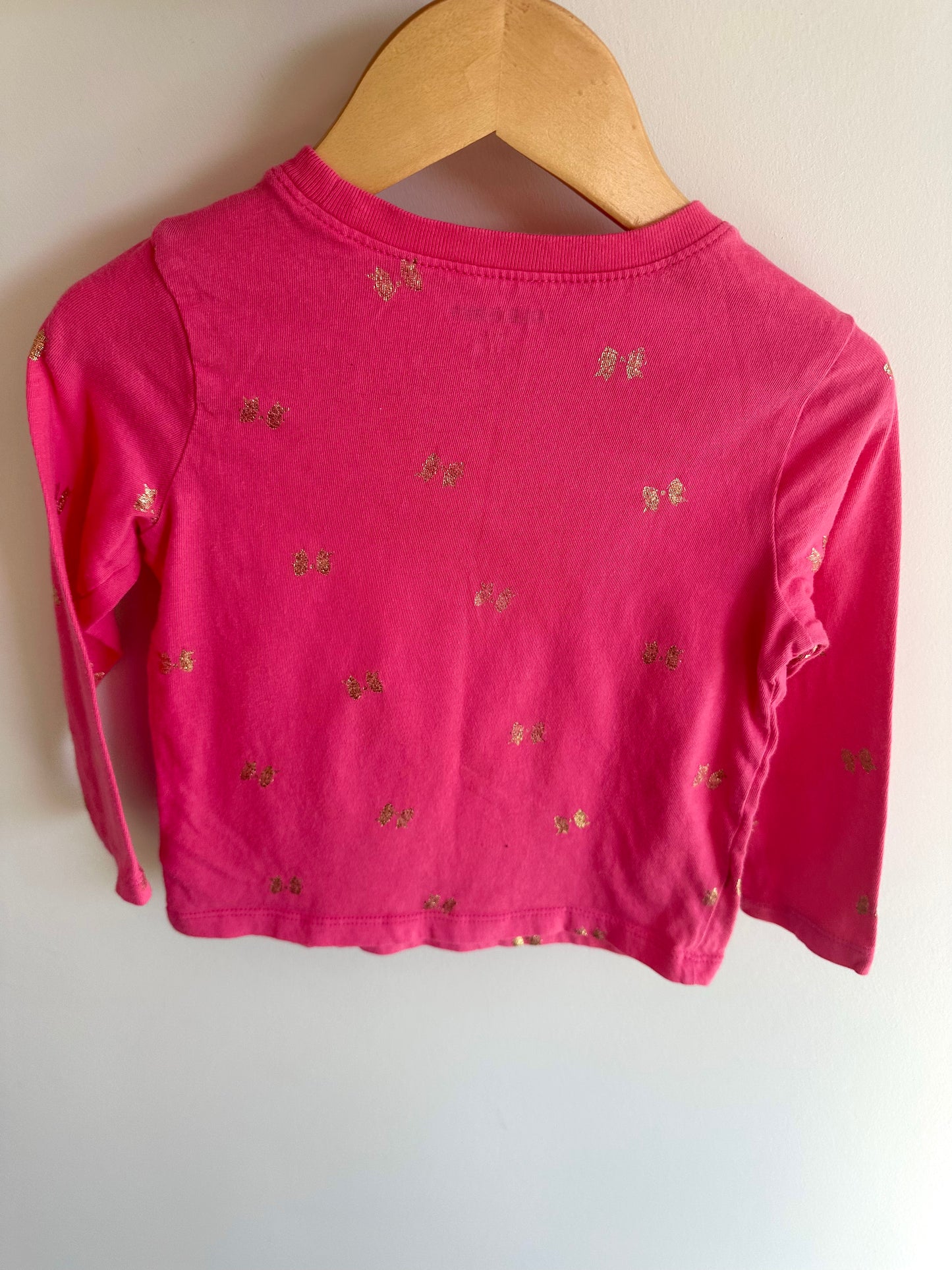 Pink + Gold Bow Long Sleeve / 2-3T