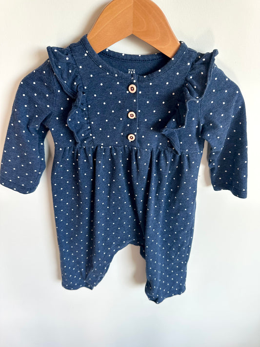 Gap Blue Ruffle Dotted Jumpsuit / 6-12m