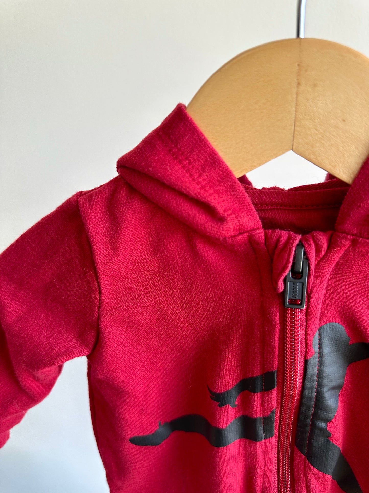 Red Air Jordan Hood Jumpsuit / 6m