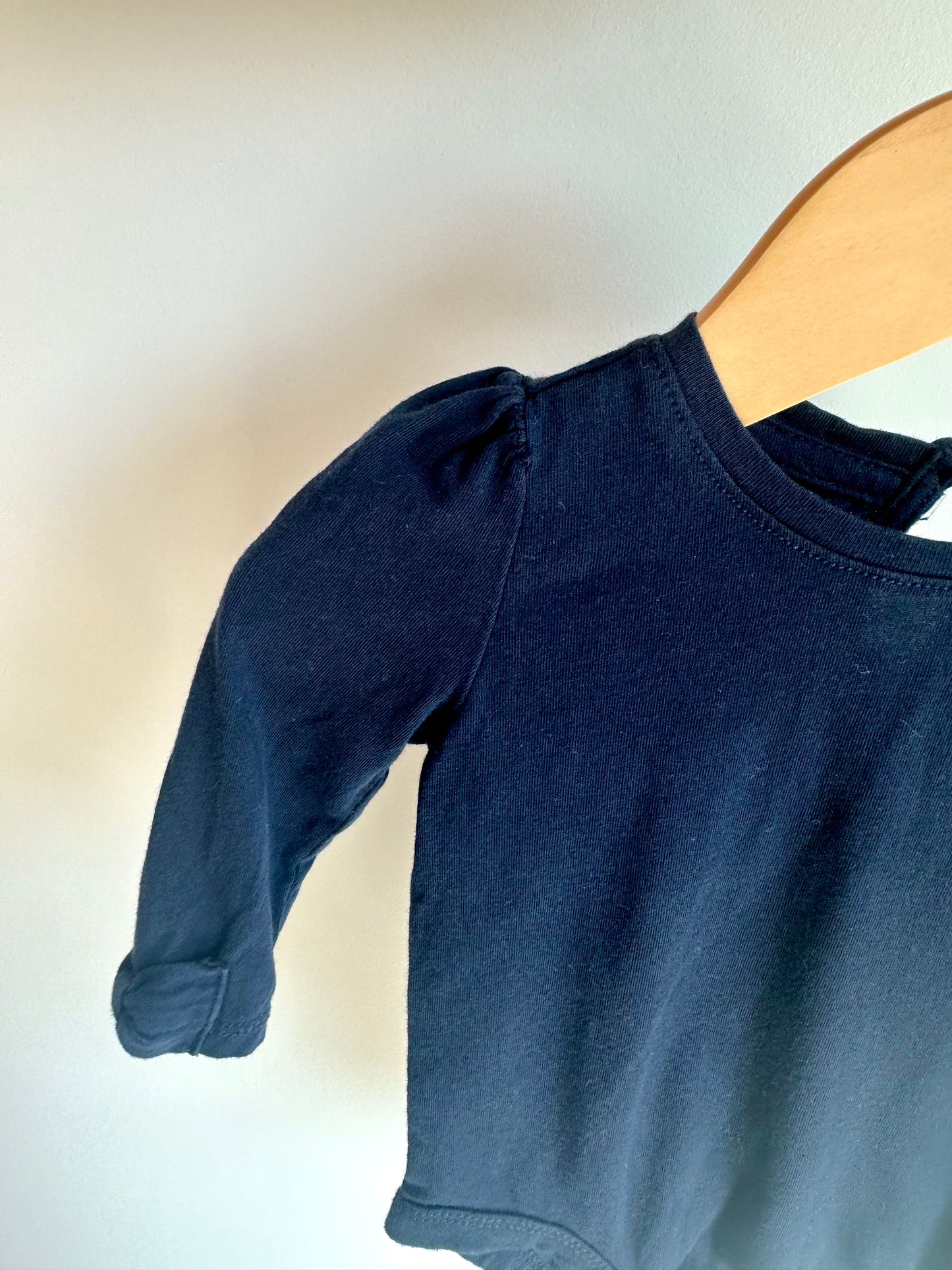 Navy Bow Cuff Bodysuit / 3-6m