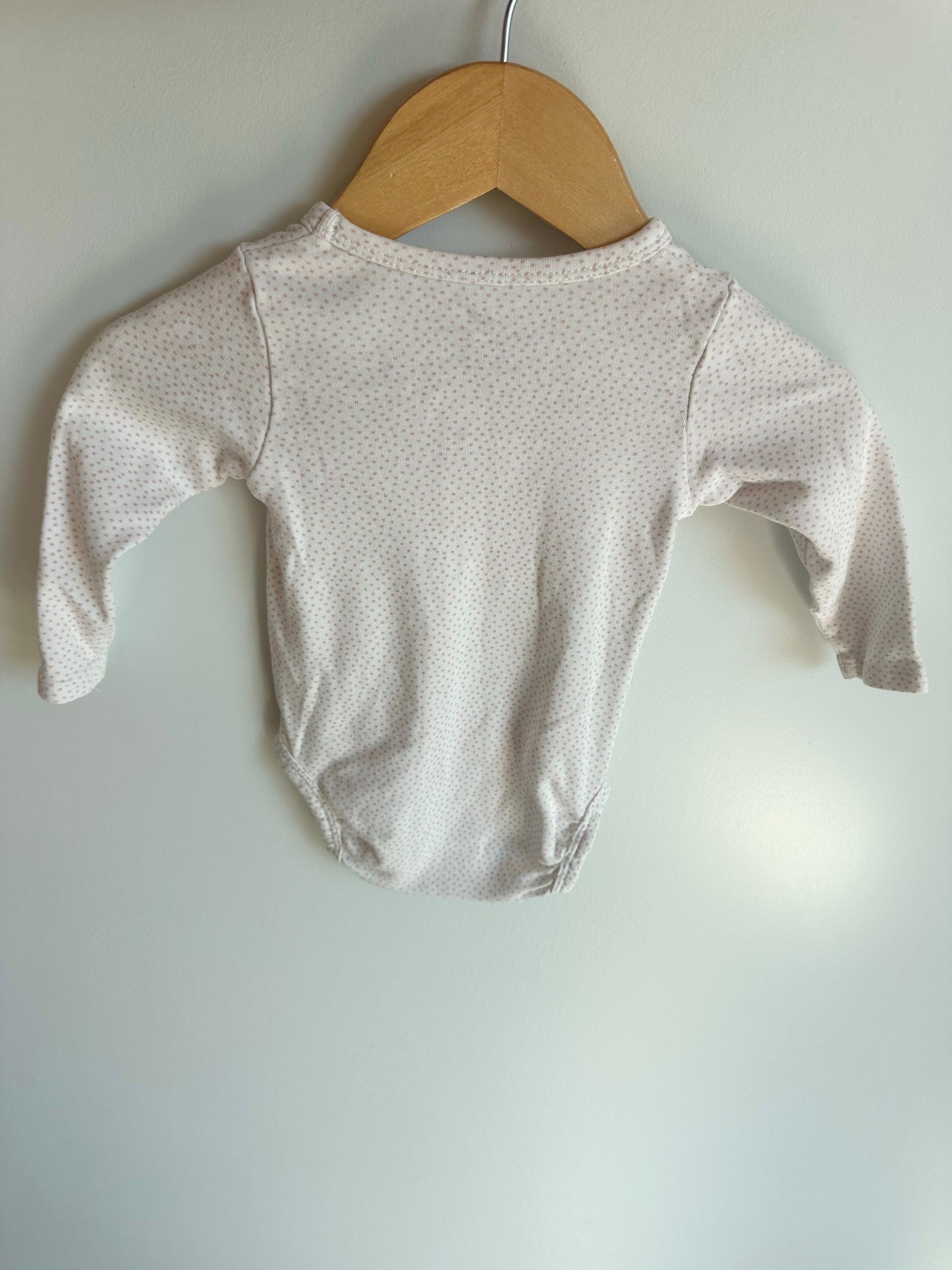 H&M Organic Cotton Pink Speckled Long Sleeve Bodysuit / 4-6m