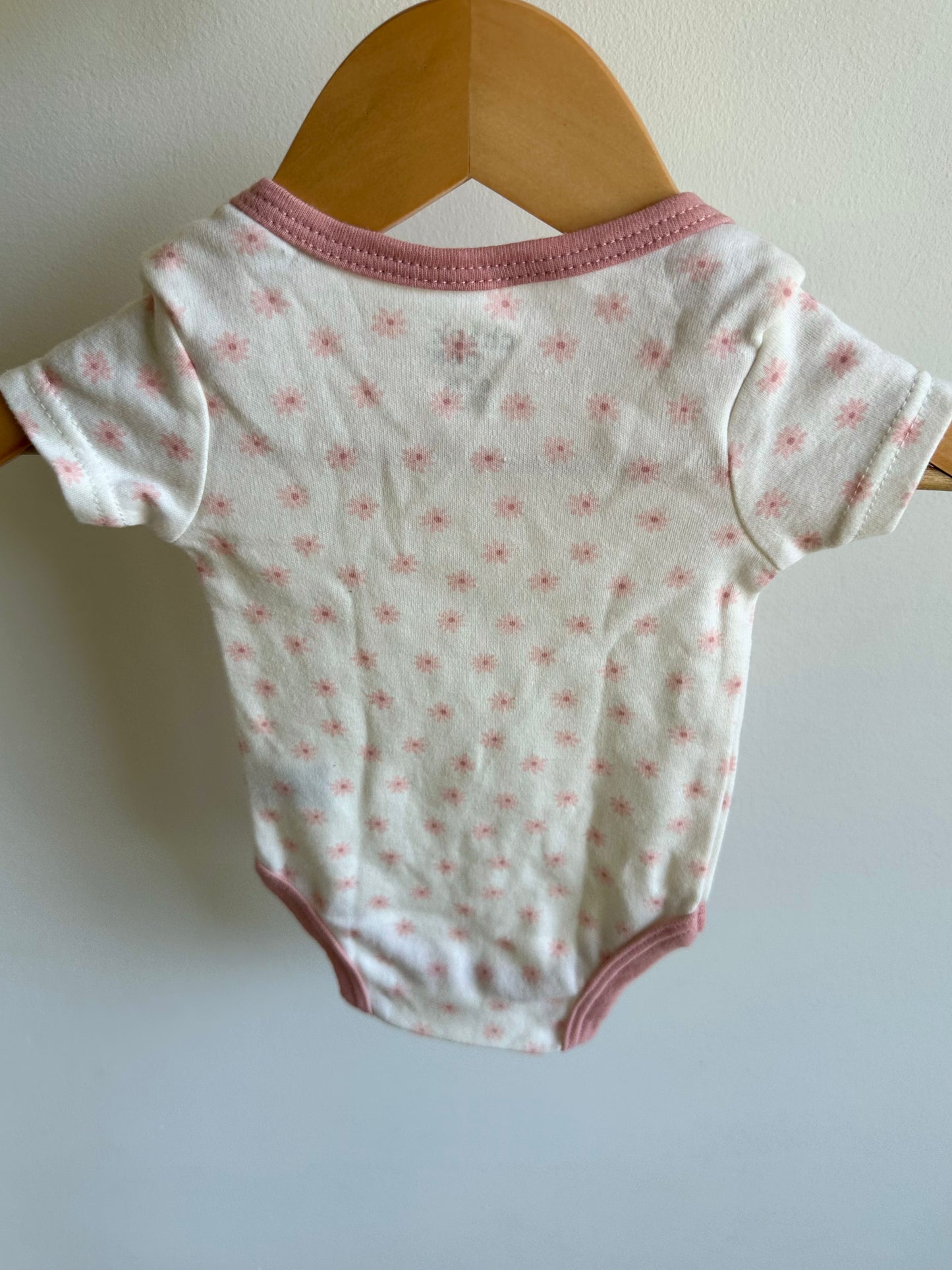 Pink Trim Floral Bodysuit / 3m