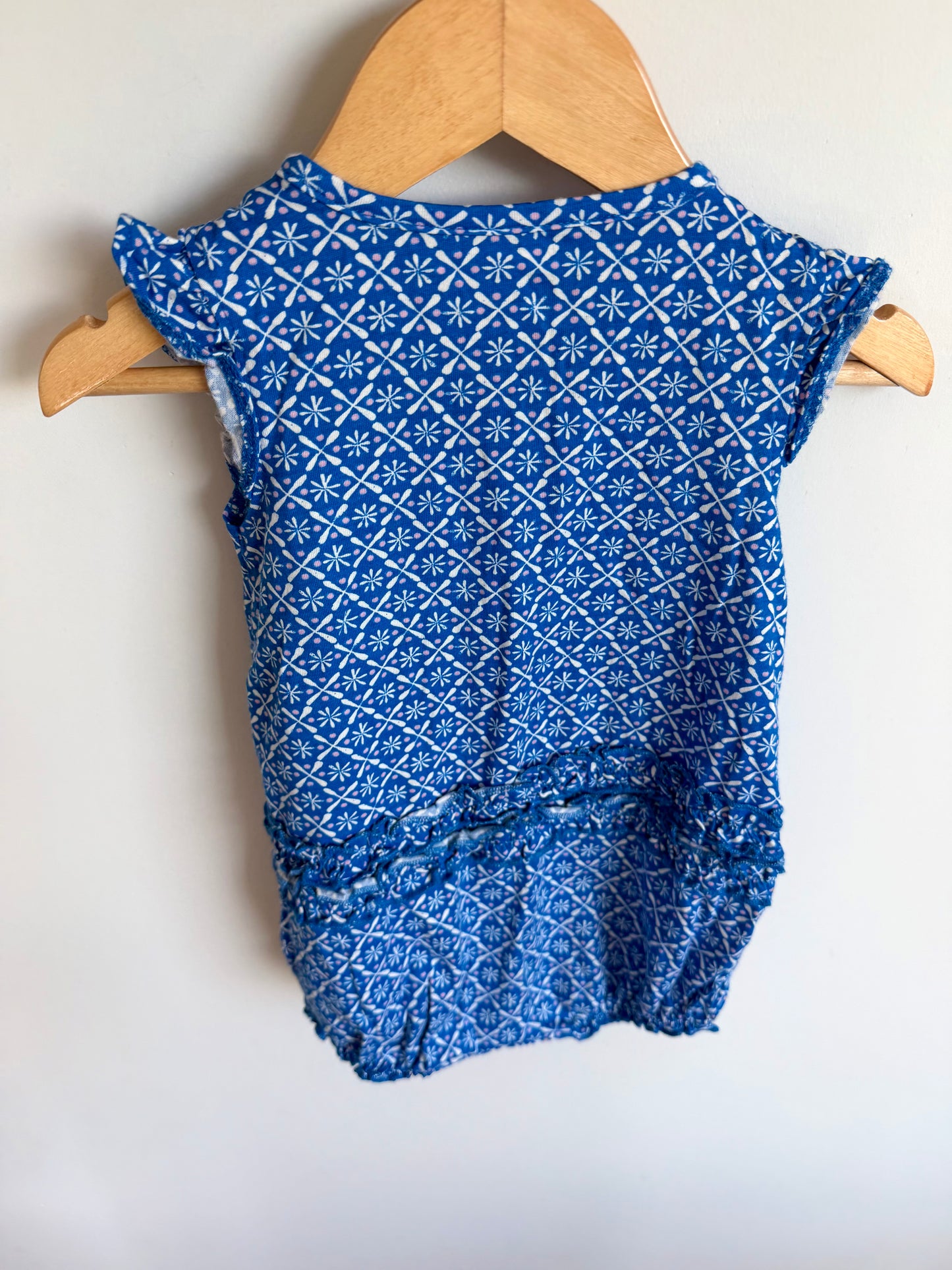 Cobalt Floral Shapes Romper / 18m