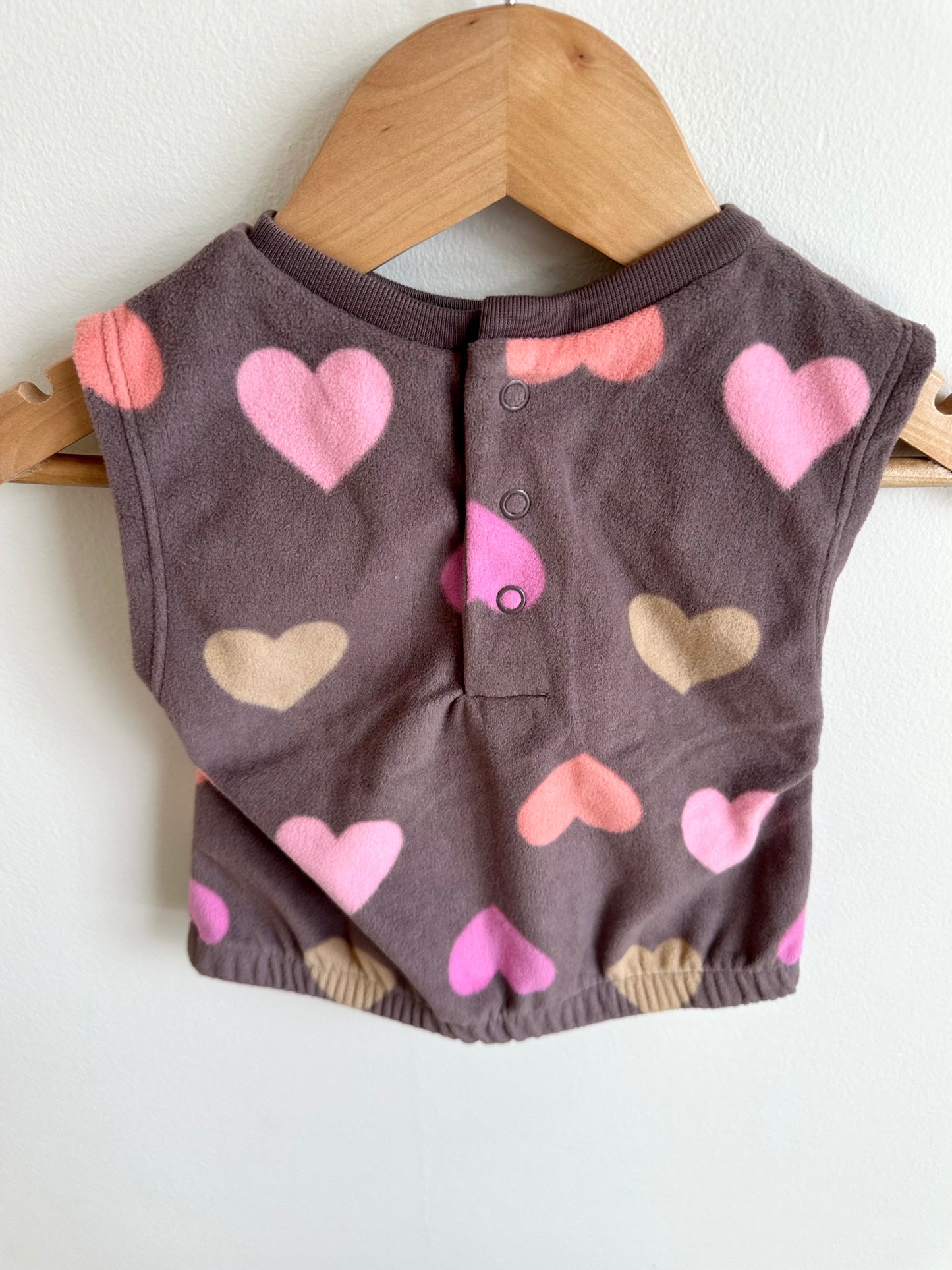 Brown Hearts Fleece Top / 6m