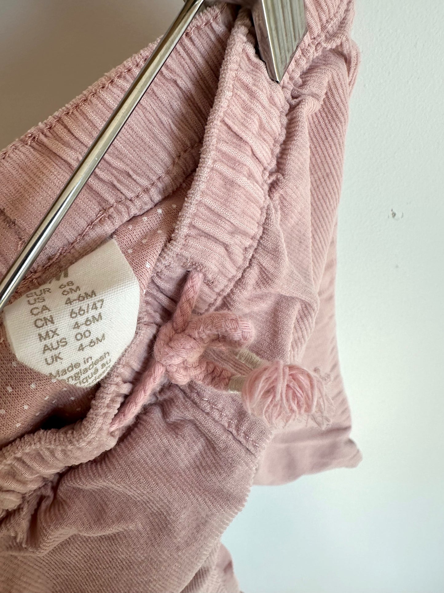 H&M Blush Cord Pants / 4-6m
