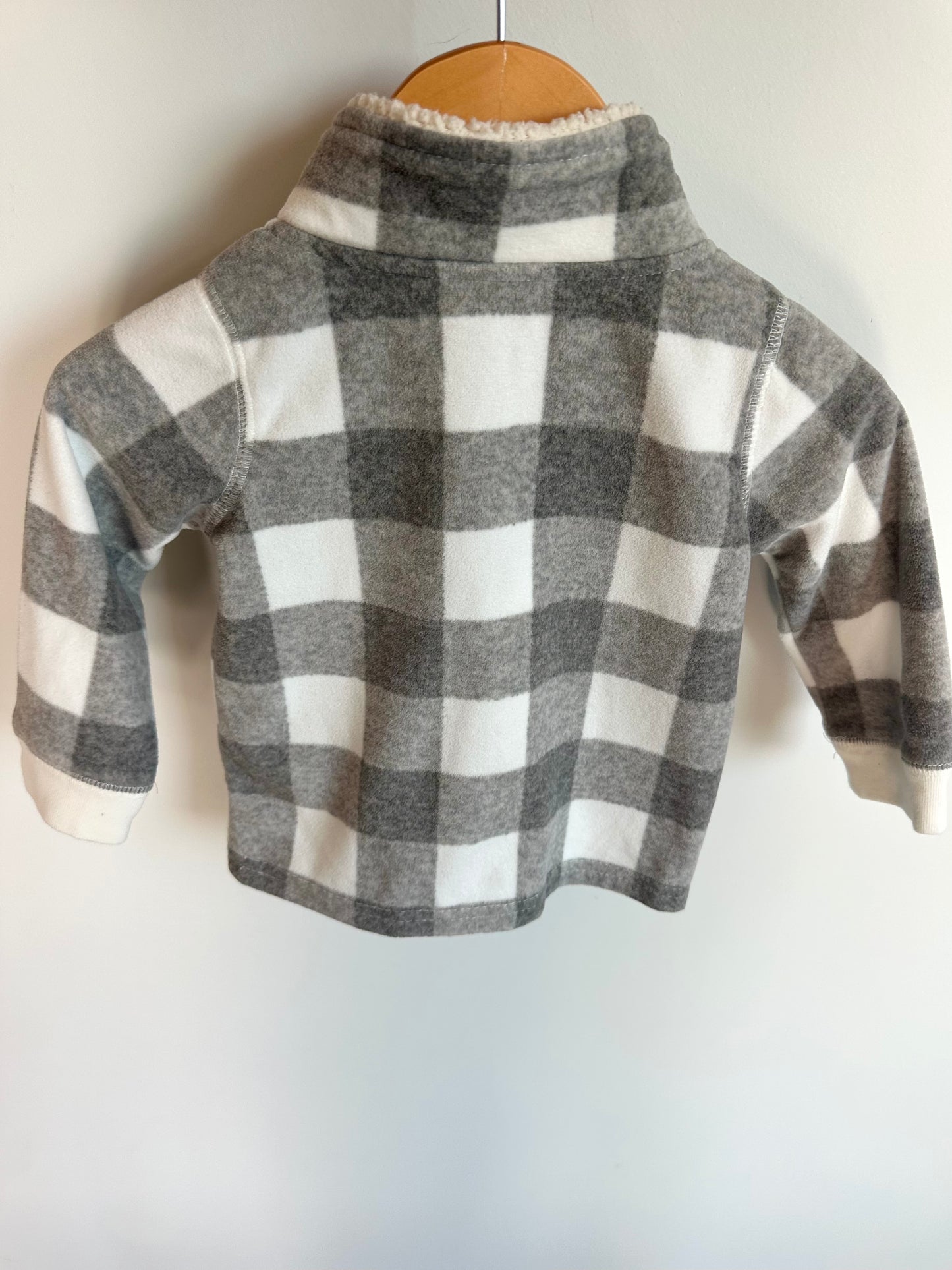 Fleece Grey Checkered Sweater/ 12m