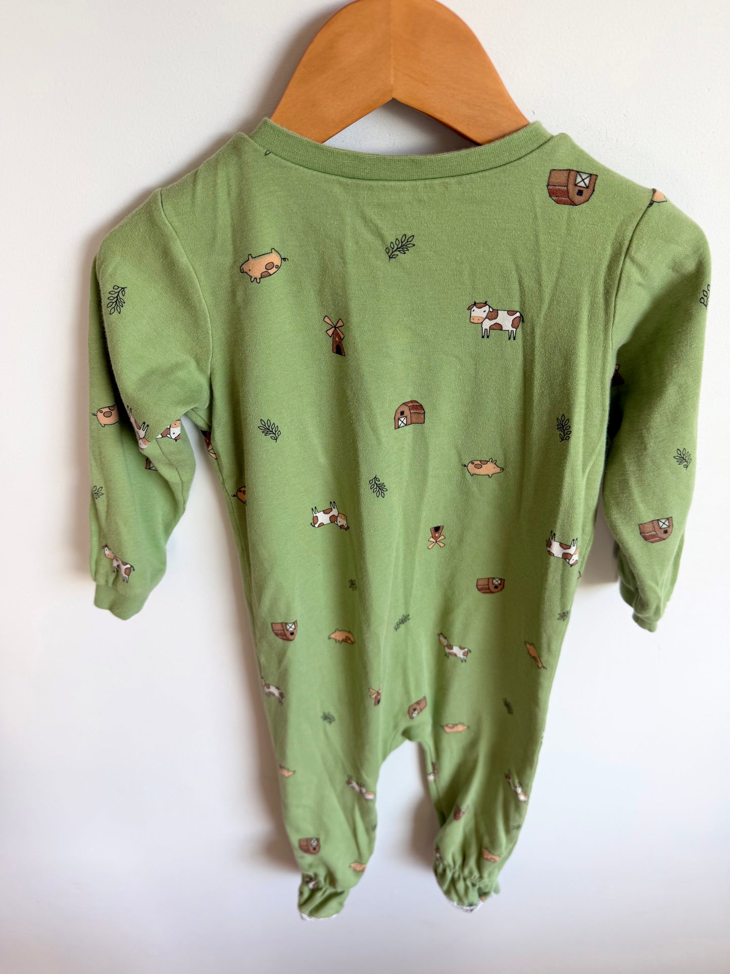 Organic Green Farm Animals Sleeper / 24m