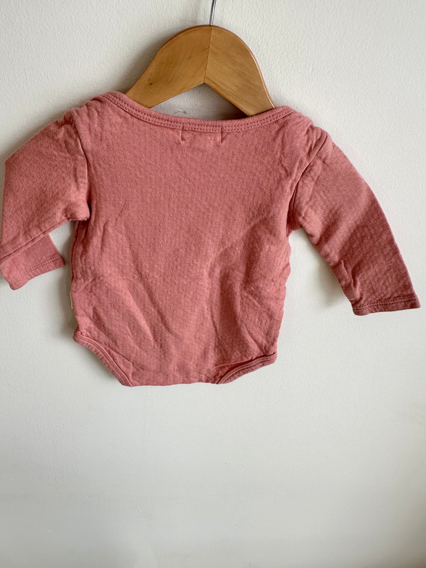 Set of 2 Organic Long Sleeve Bodysuits - Green + Pink / 6-9m