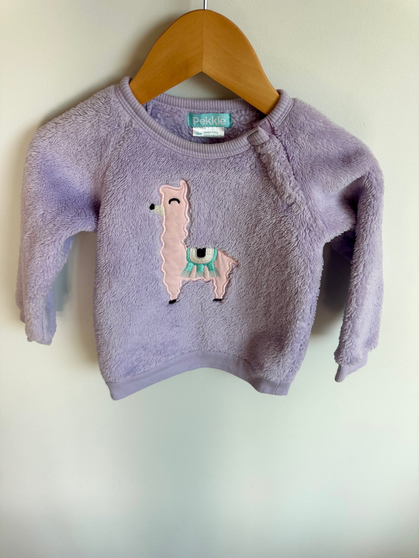 Pekkle Purple Fuzzy Llama Sweater / 18m