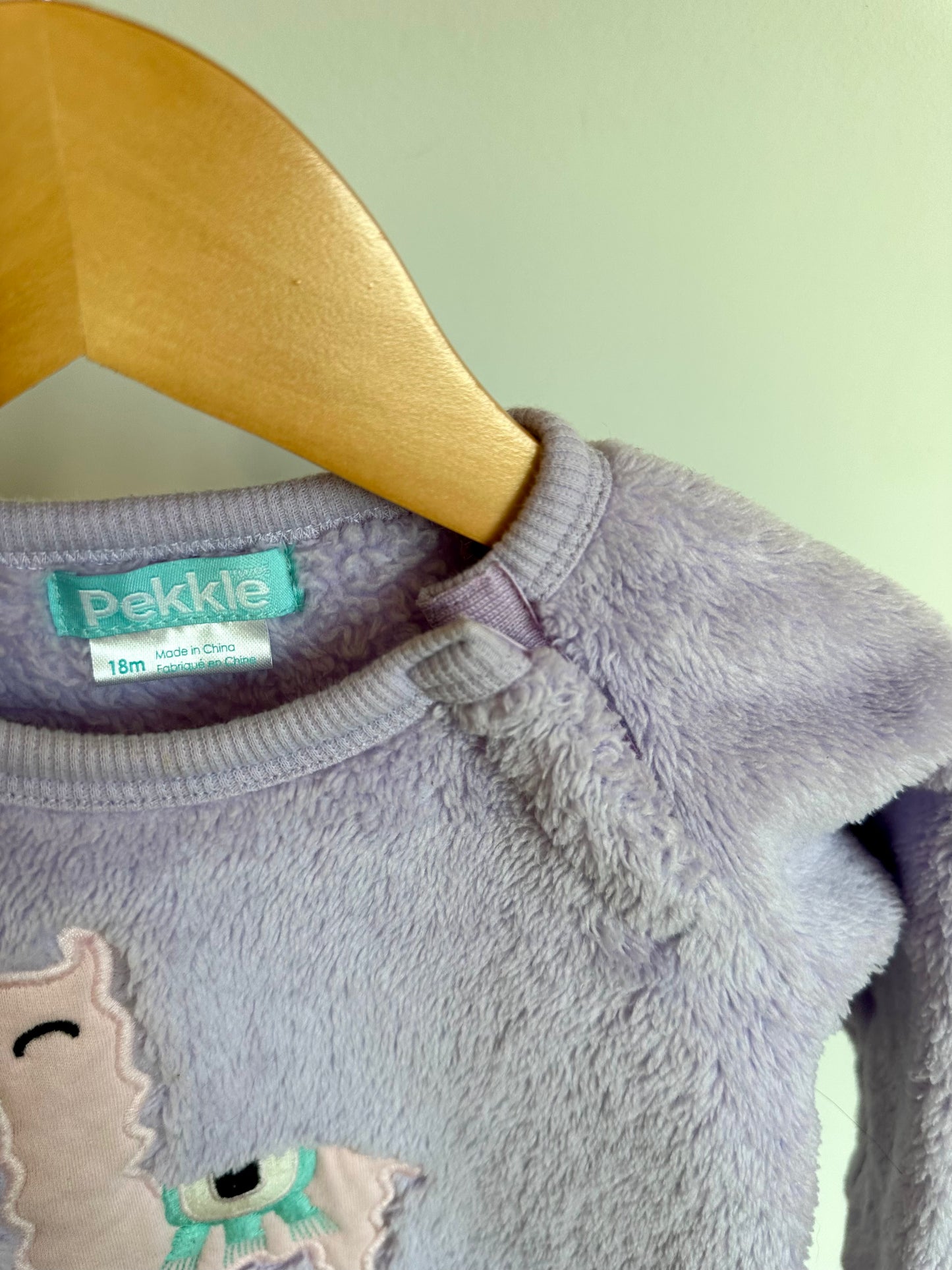 Pekkle Purple Fuzzy Llama Sweater / 18m
