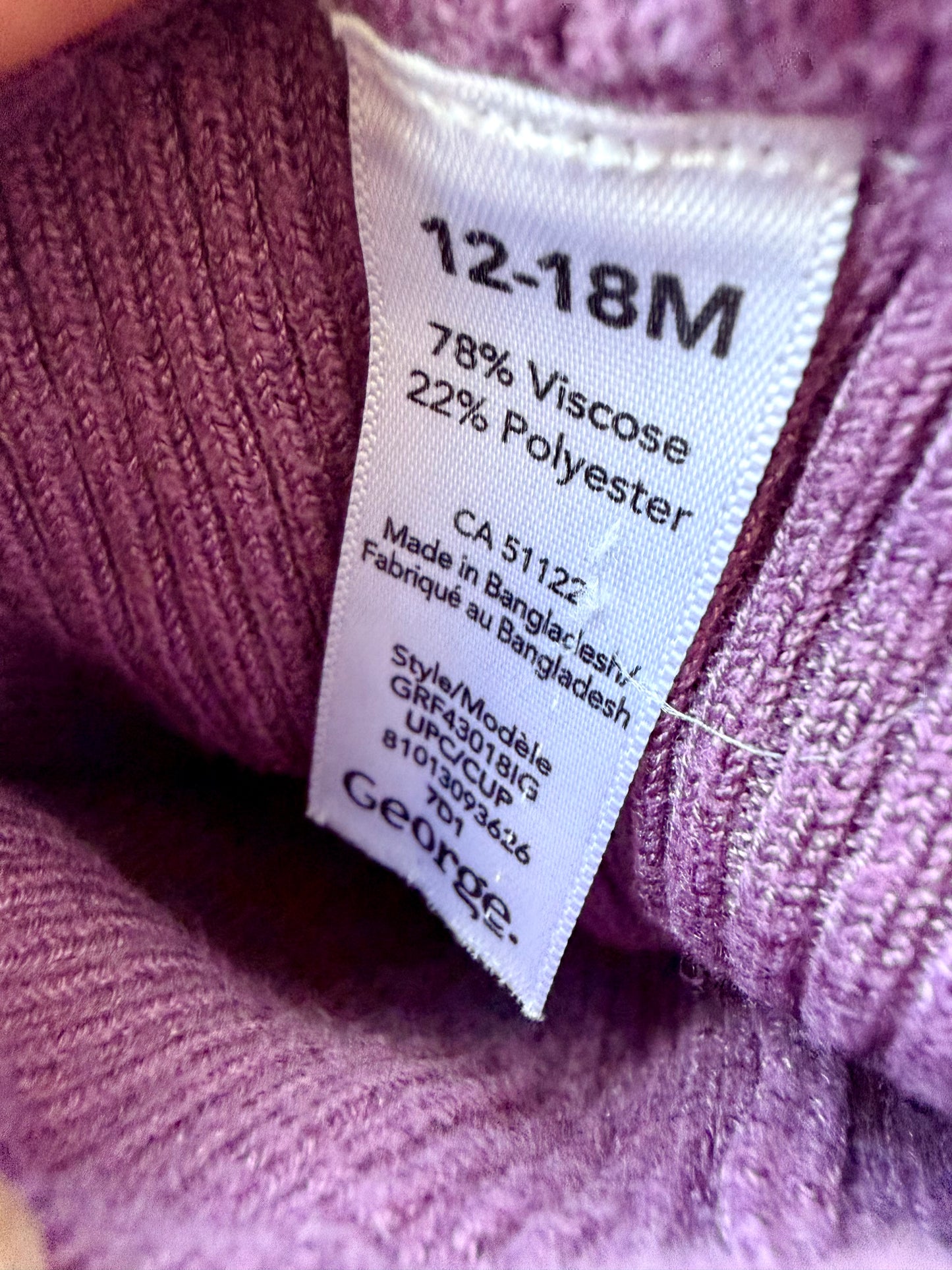 Viscose Plum Ribbed Pants / 12-18m