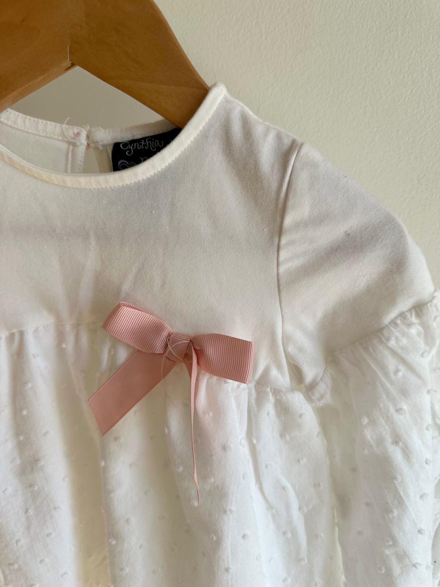 White Tunic with Pink Bow / 2T