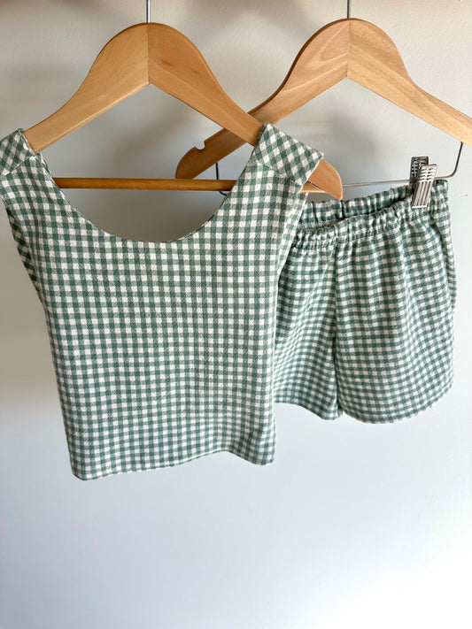 Teddy Little Sage Gingham Set (New Retail Item) /  3, 4, 5 years