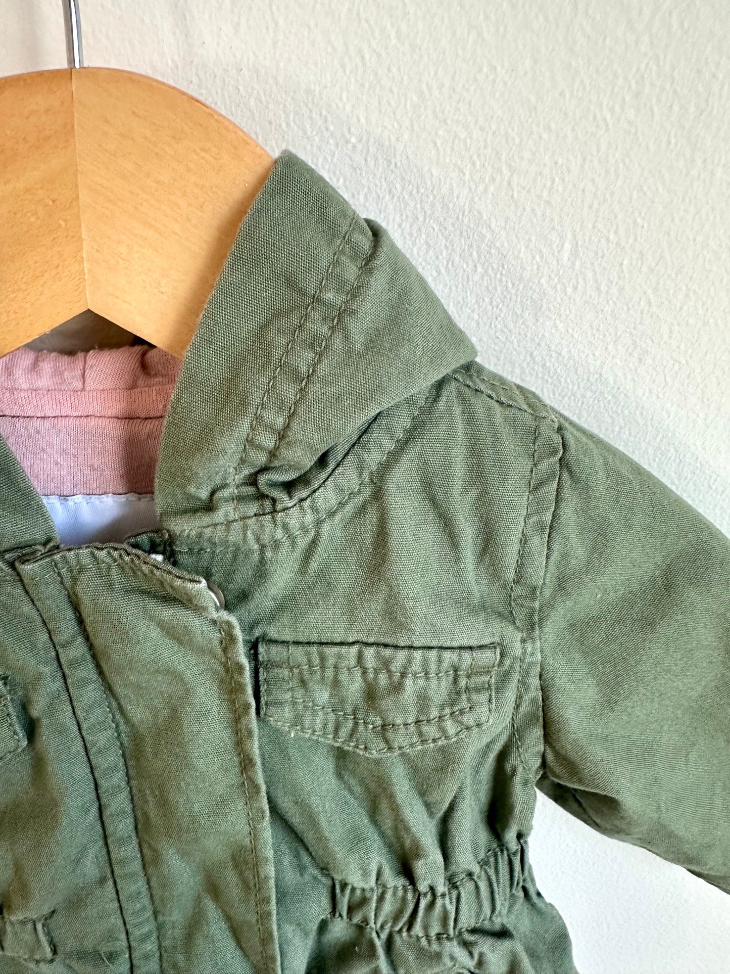Olive Hooded Coat / 0-3m