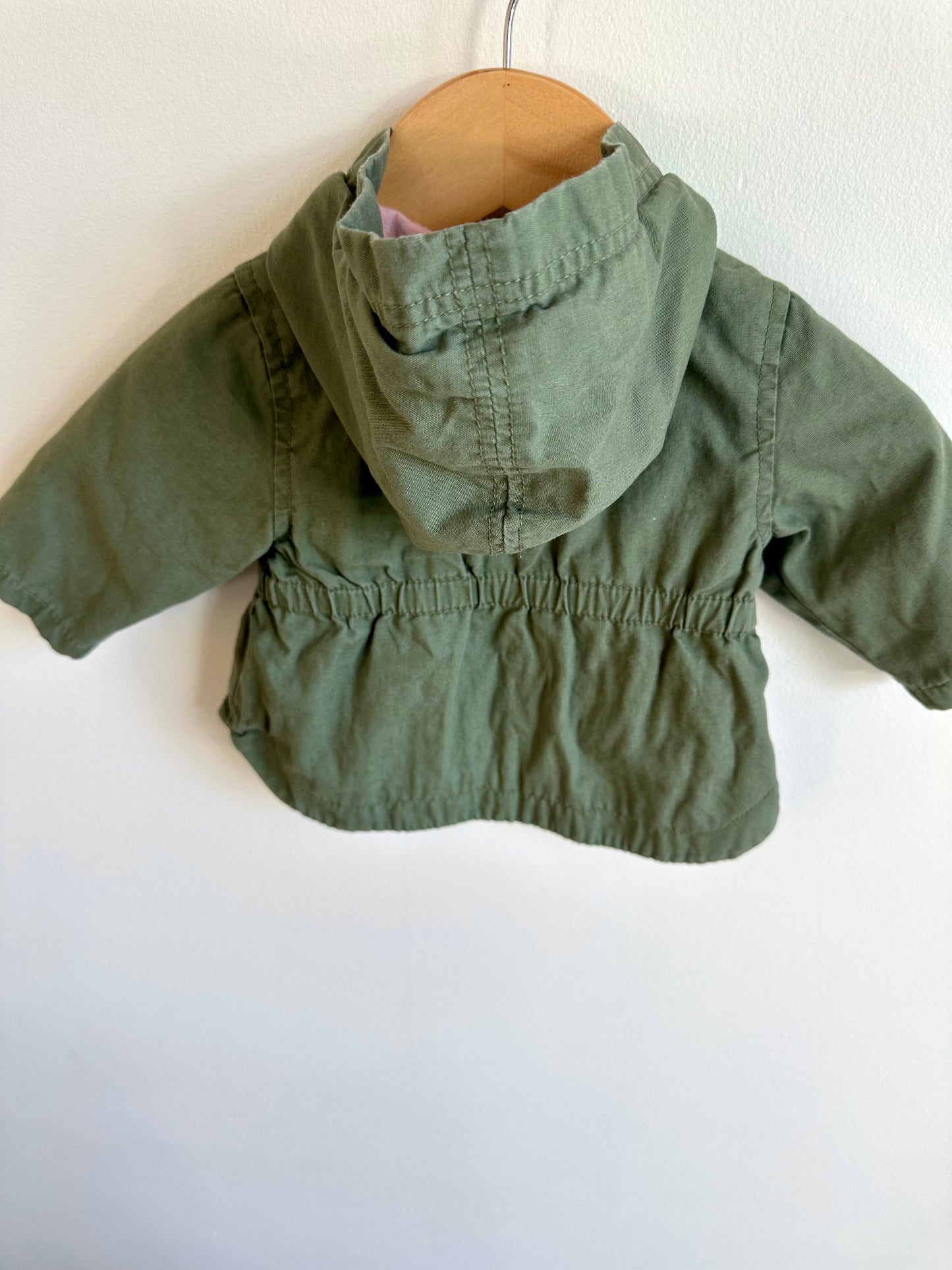 Olive Hooded Coat / 0-3m