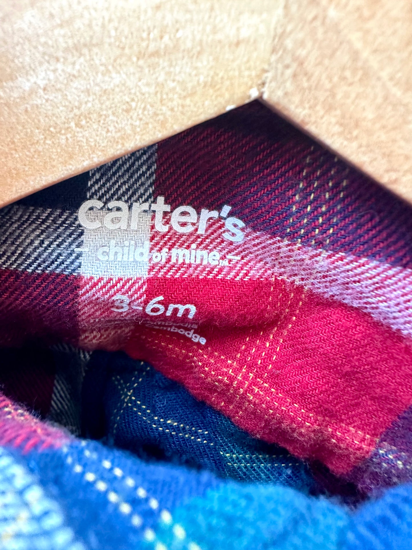 Plaid Top + Blue Overalls Set / 3-6m