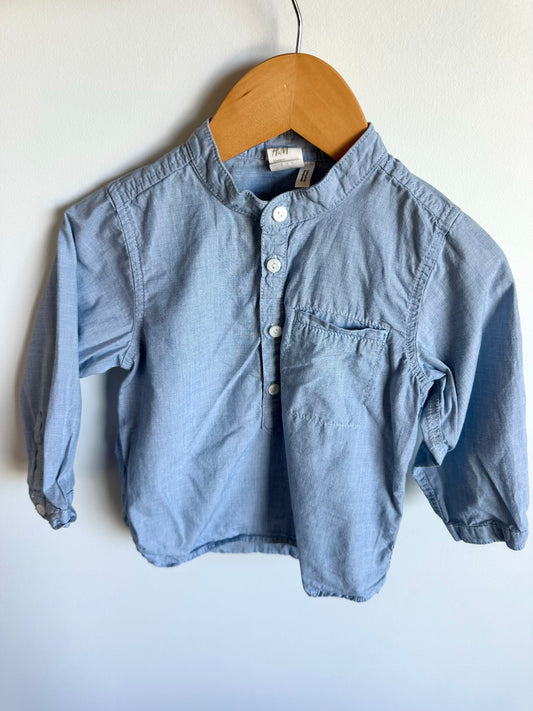 H&M Chambray Half Button Up Top / 12-18m