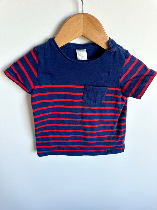 H&M Striped Navy Red T-Shirt / 12-18m