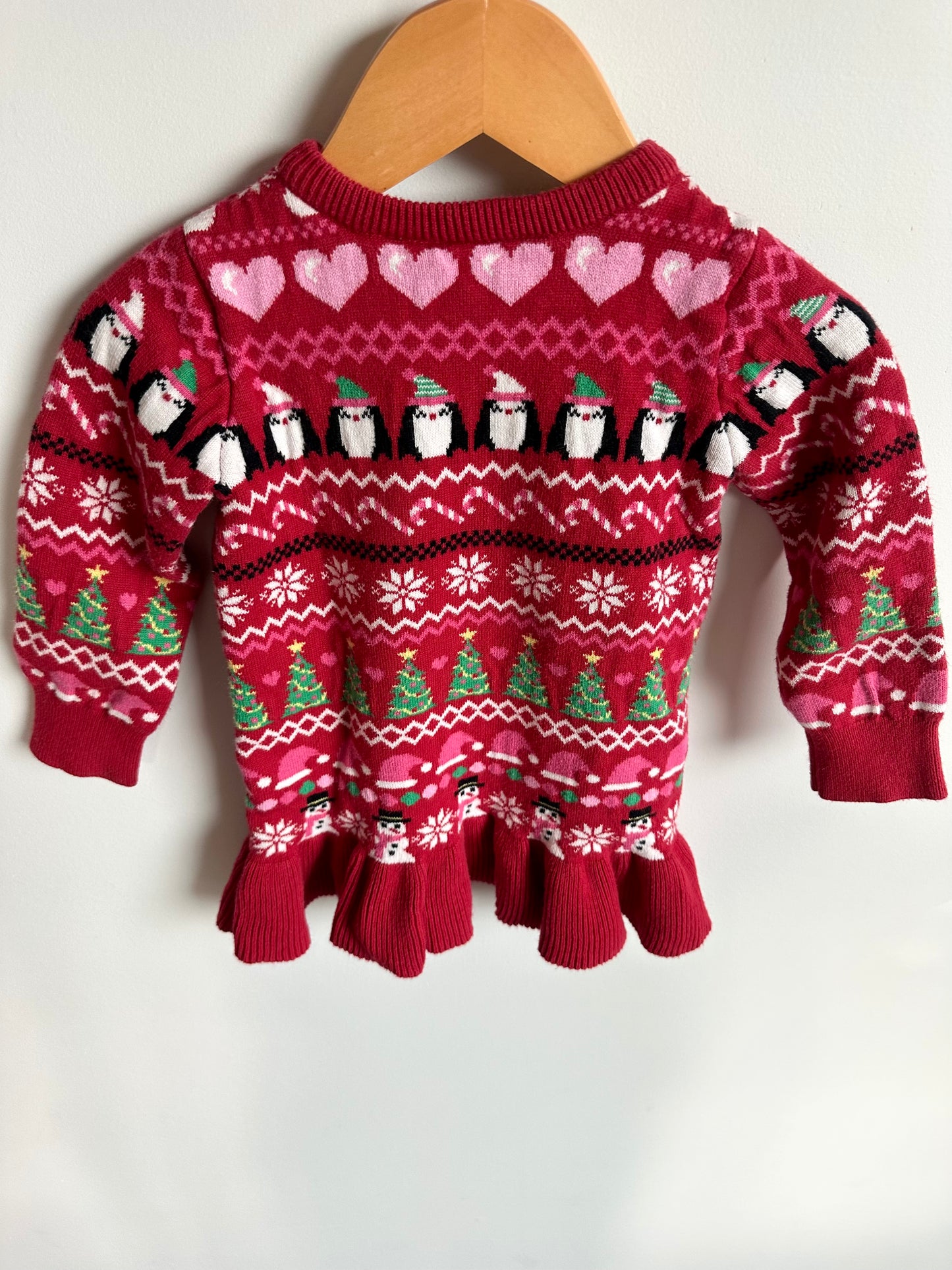 Christmas Penguin Sweater Dress / 18-24m
