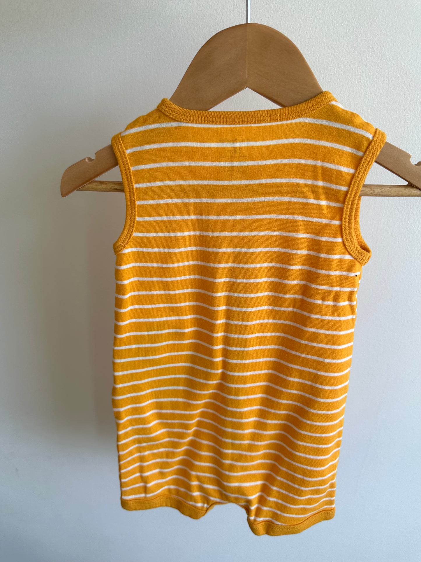 Orange Stripe Turtle Tucan Romper / 18m