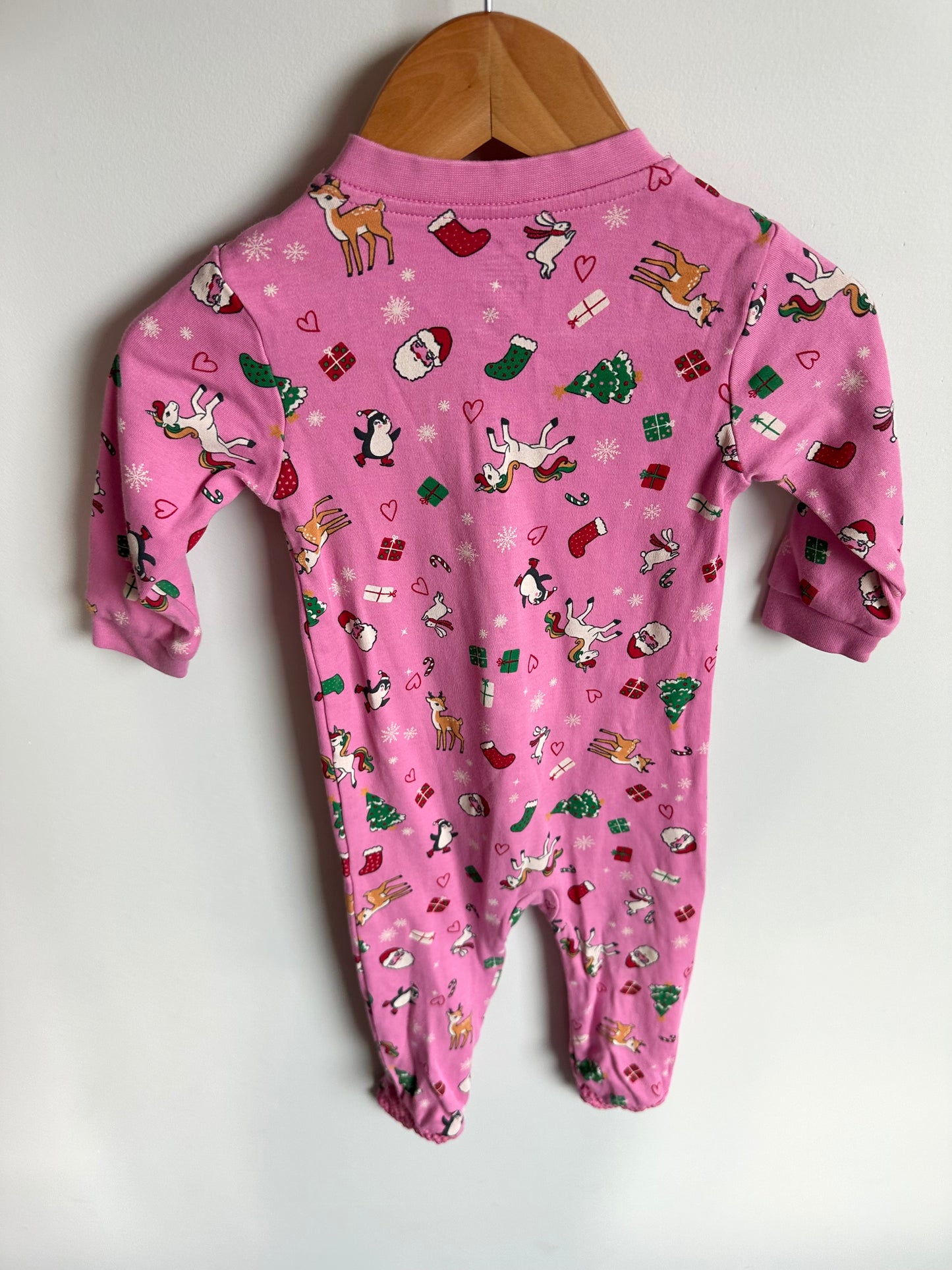 Pink Christmas Footed Sleeper / 12-18m