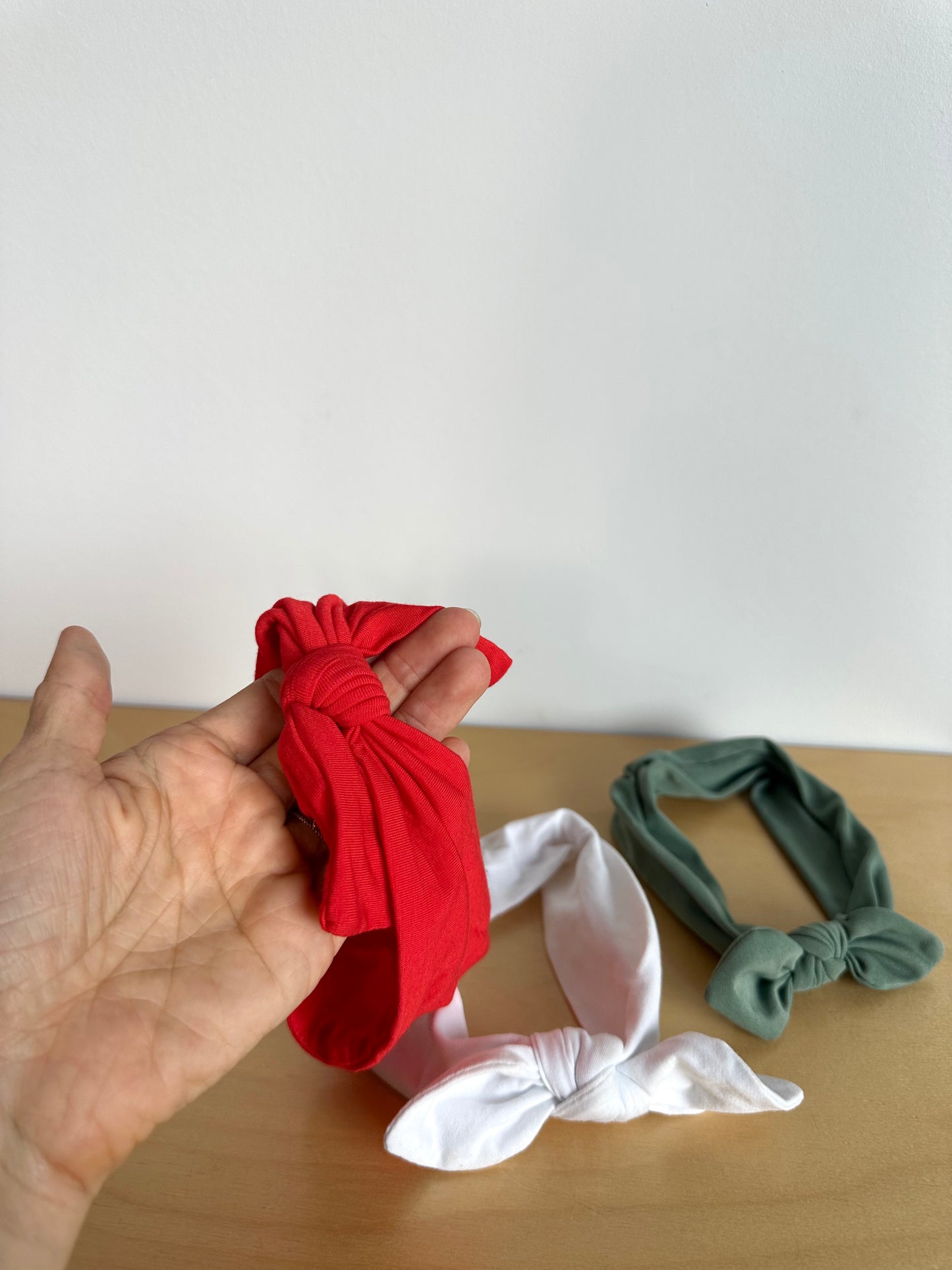 Red, White, Green Bow Headbands / 0-12m?