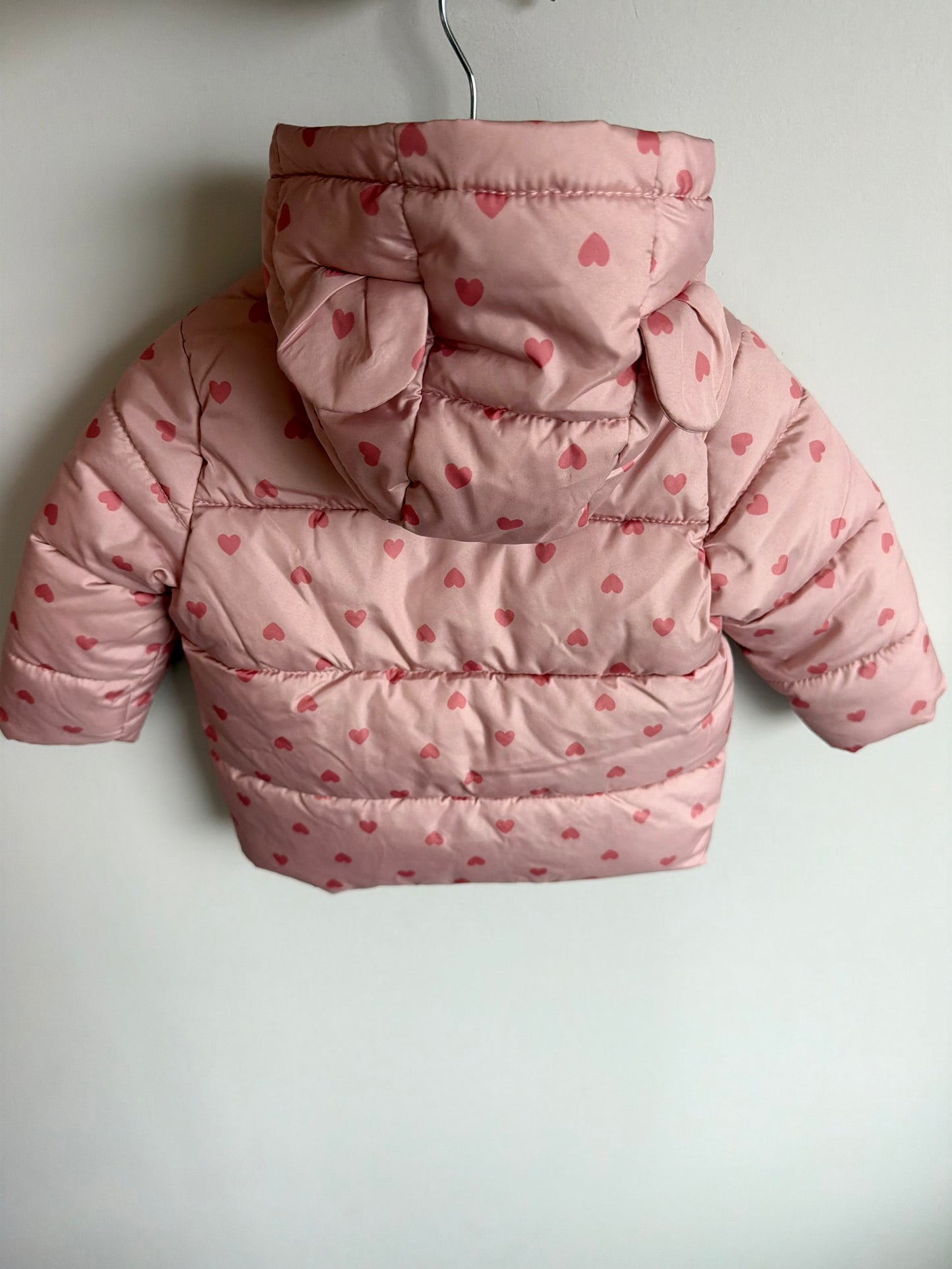 Heart Puffer Pink Jacket / 12-18m