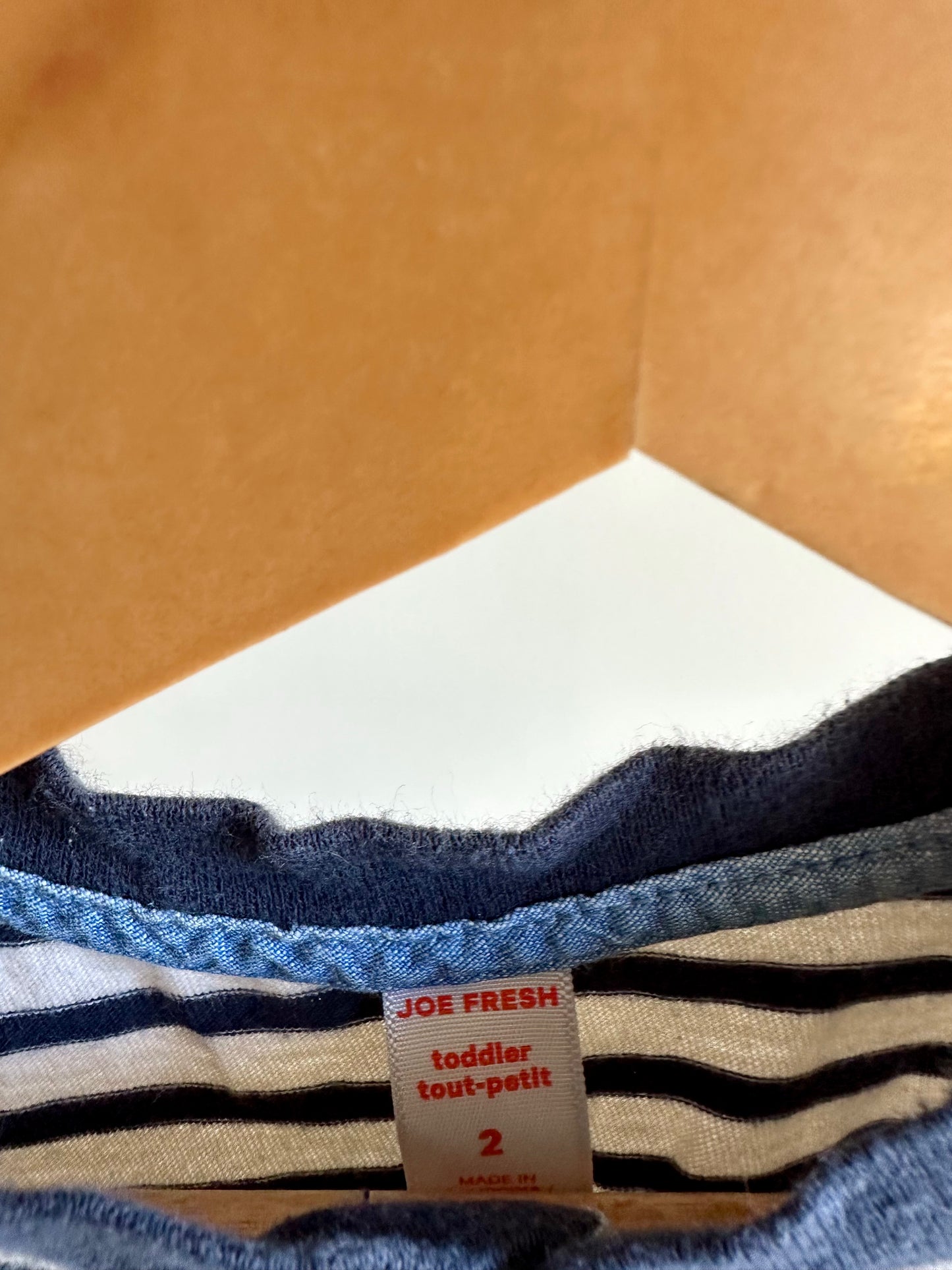 Navy Striped Top Button T-Shirt / 2T