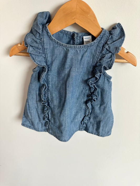 Chambray Ruffle Top / 12-18m