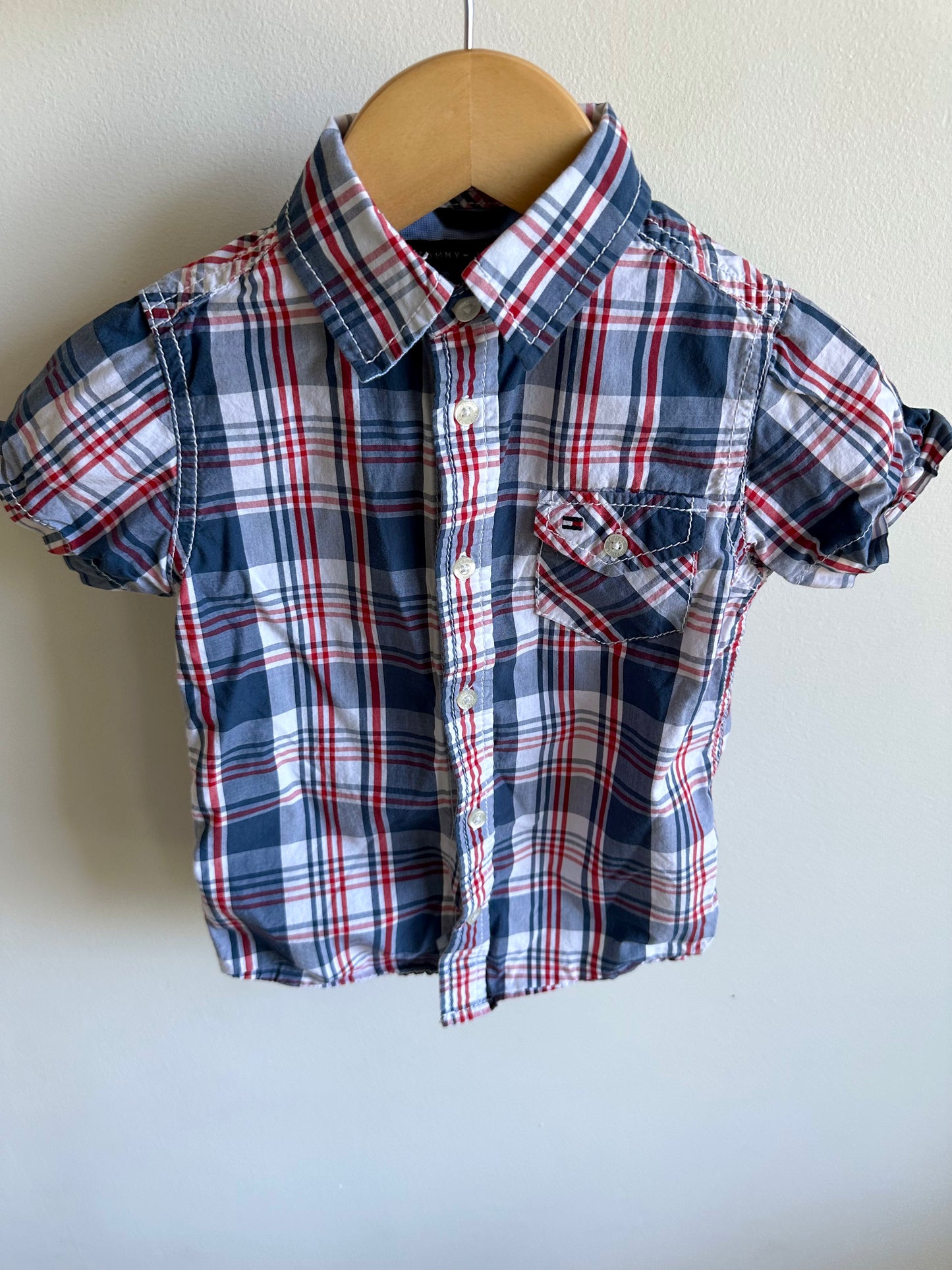 Tommy Hilfiger Plaid T-Shirt Button Up / 2T