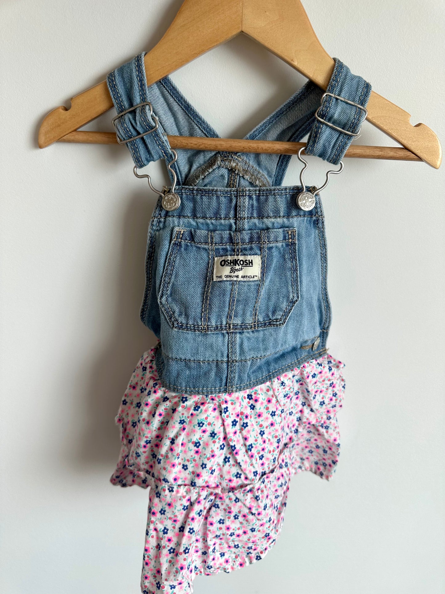 Overall Dress with Floral Bottom / 12-18m