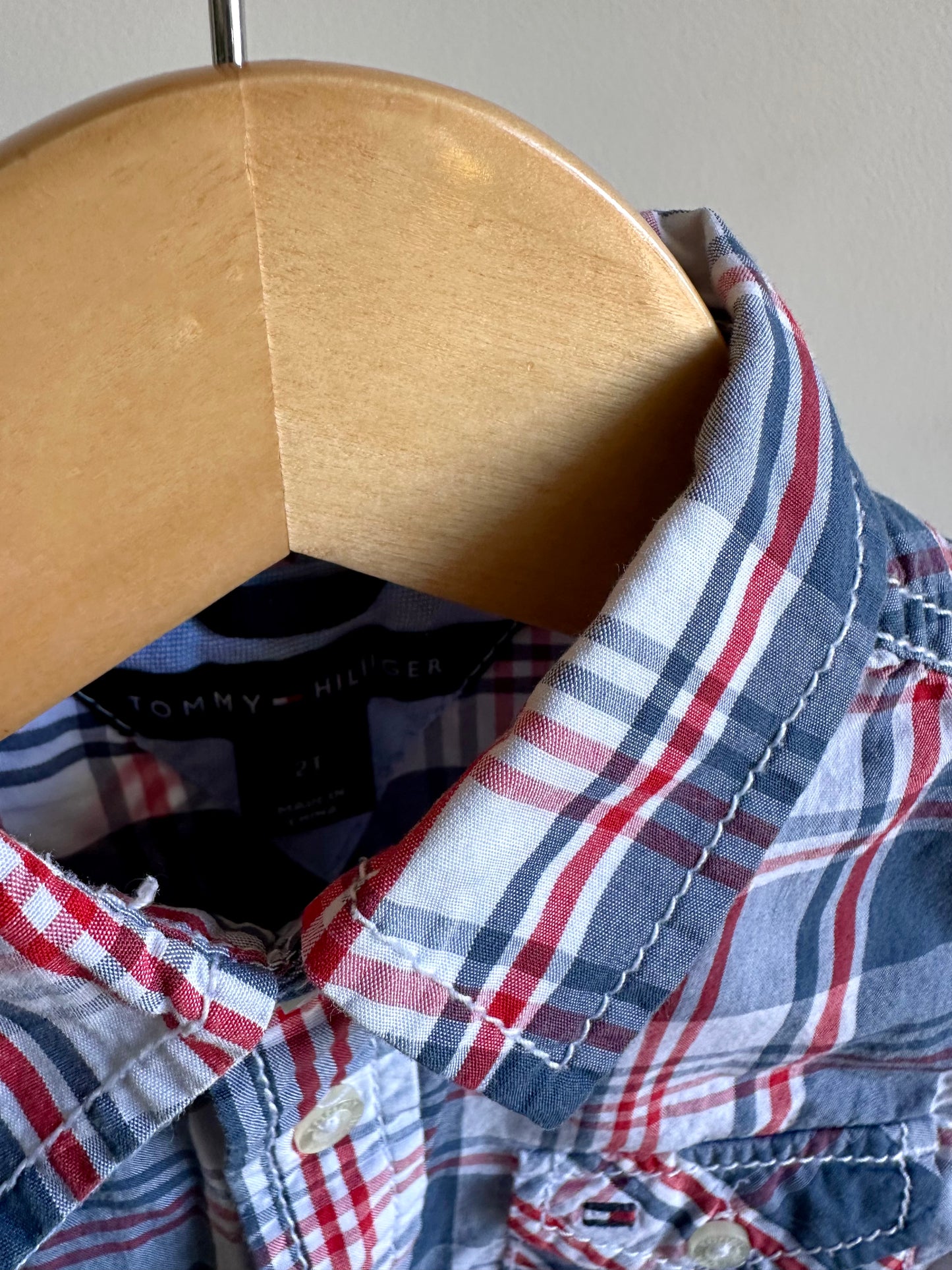 Tommy Hilfiger Plaid T-Shirt Button Up / 2T
