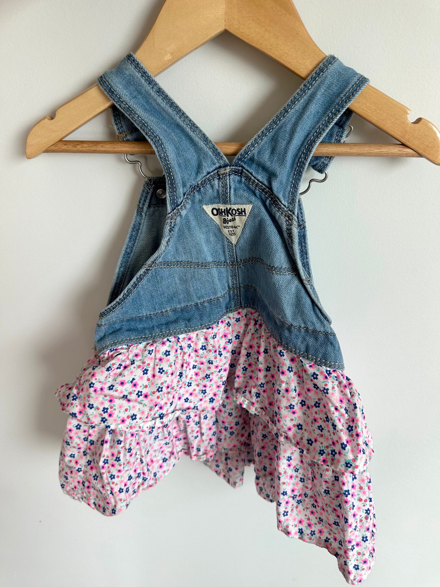Overall Dress with Floral Bottom / 12-18m
