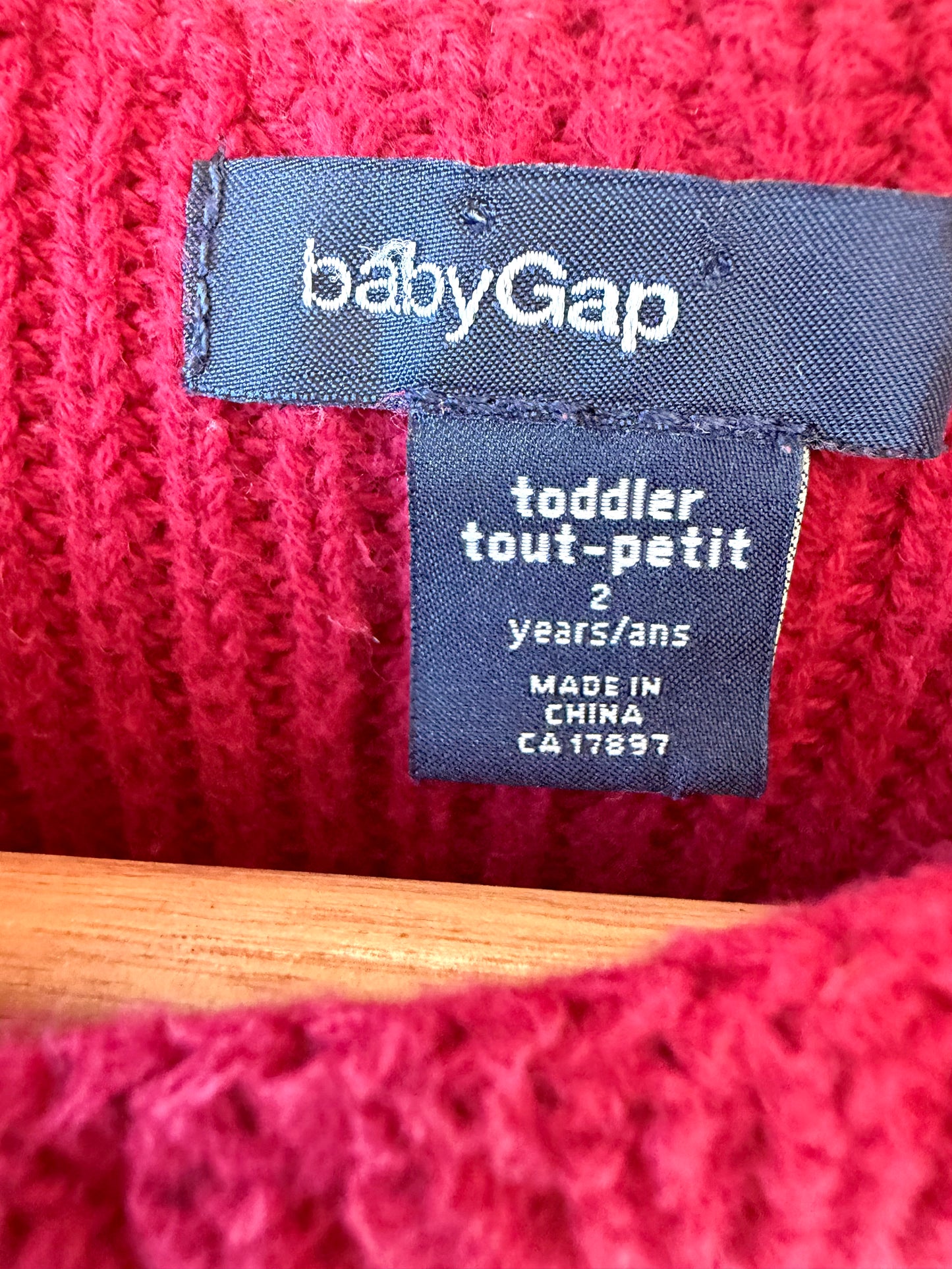 Red Cable Knit Tank Dress / 2T