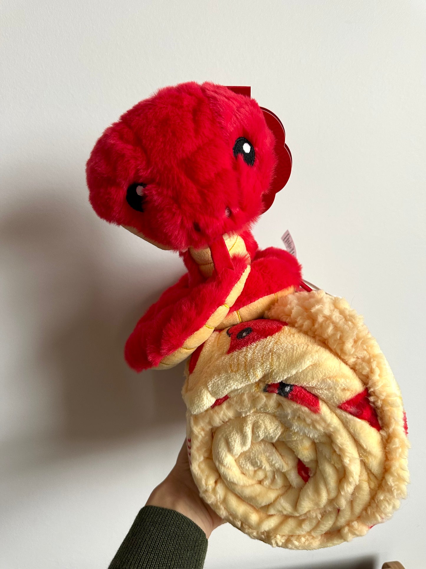Plush Red Snake and Blanket Set (With Tags)