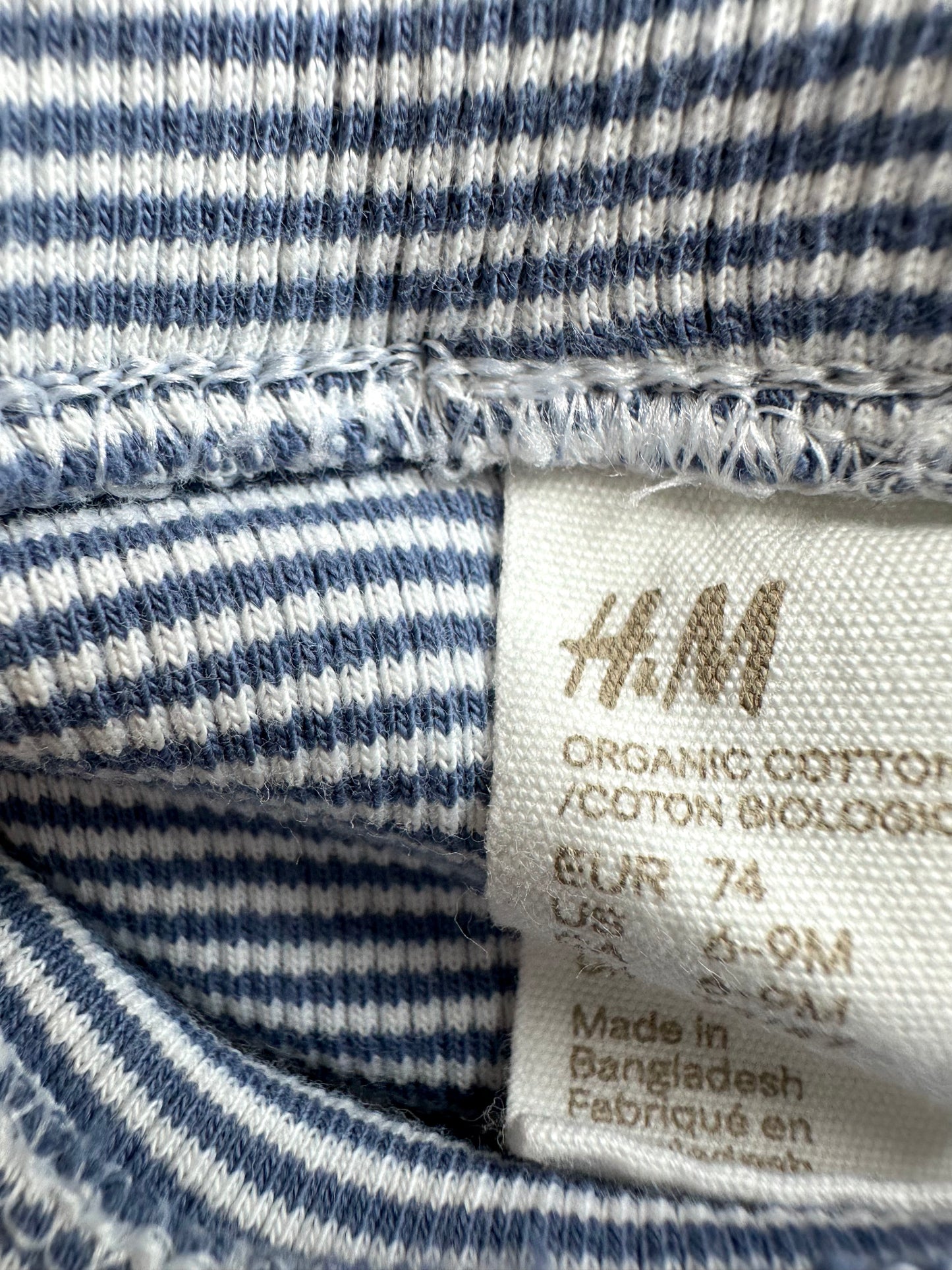 H&M Organic Cotton Striped Shorties / 6-9m