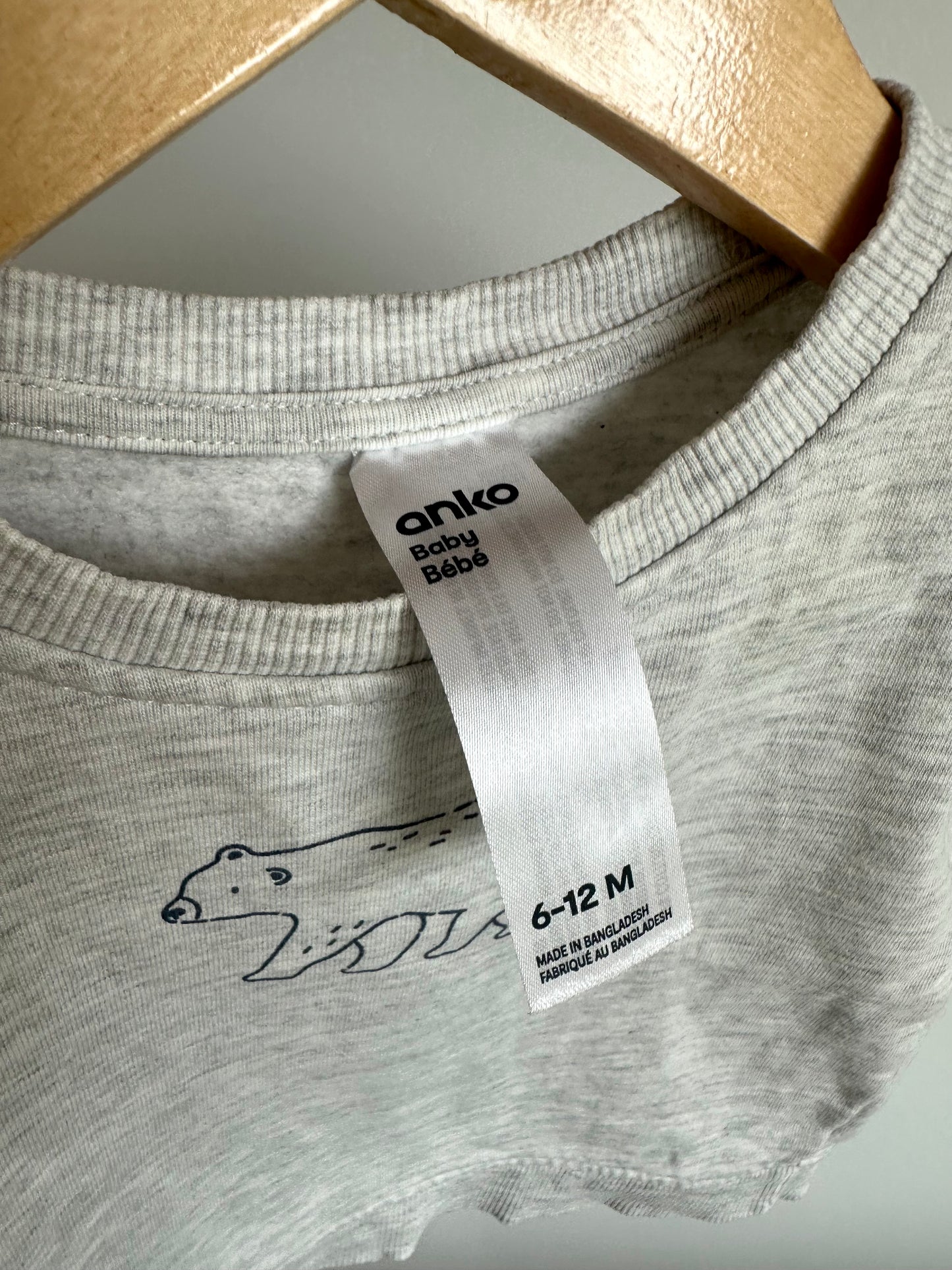 Grey Polar Bear Crewneck / 6-12m