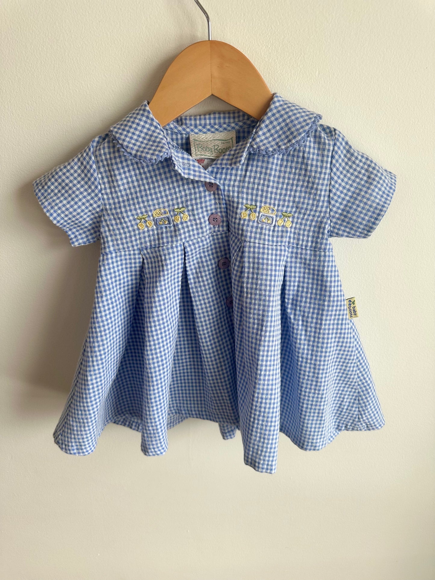 Vintage Blue Checkered Dress / 6m