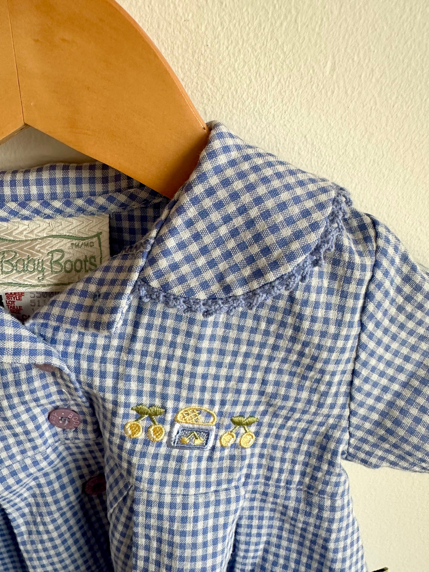 Vintage Blue Checkered Dress / 6m