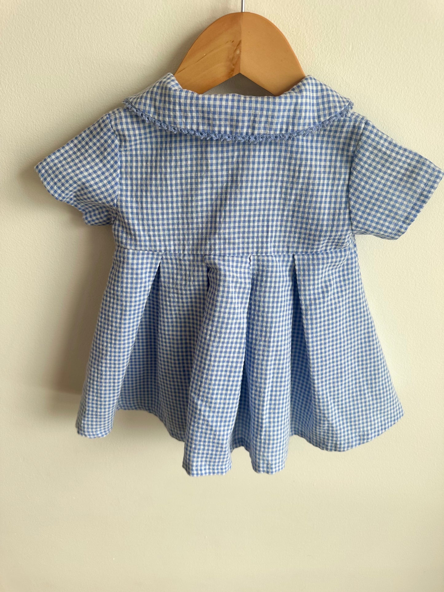 Vintage Blue Checkered Dress / 6m