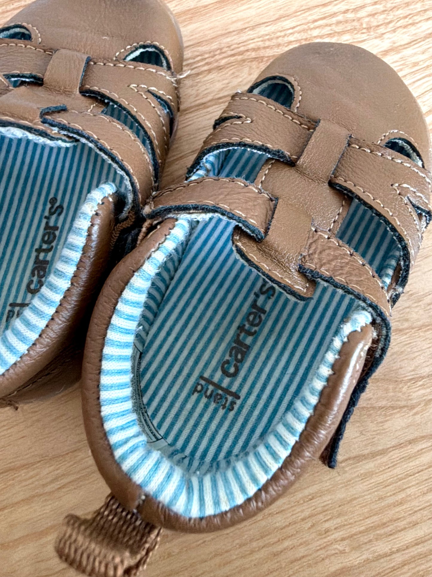 Brown Velcro Hard Sole Sandals / Size 3 Infant