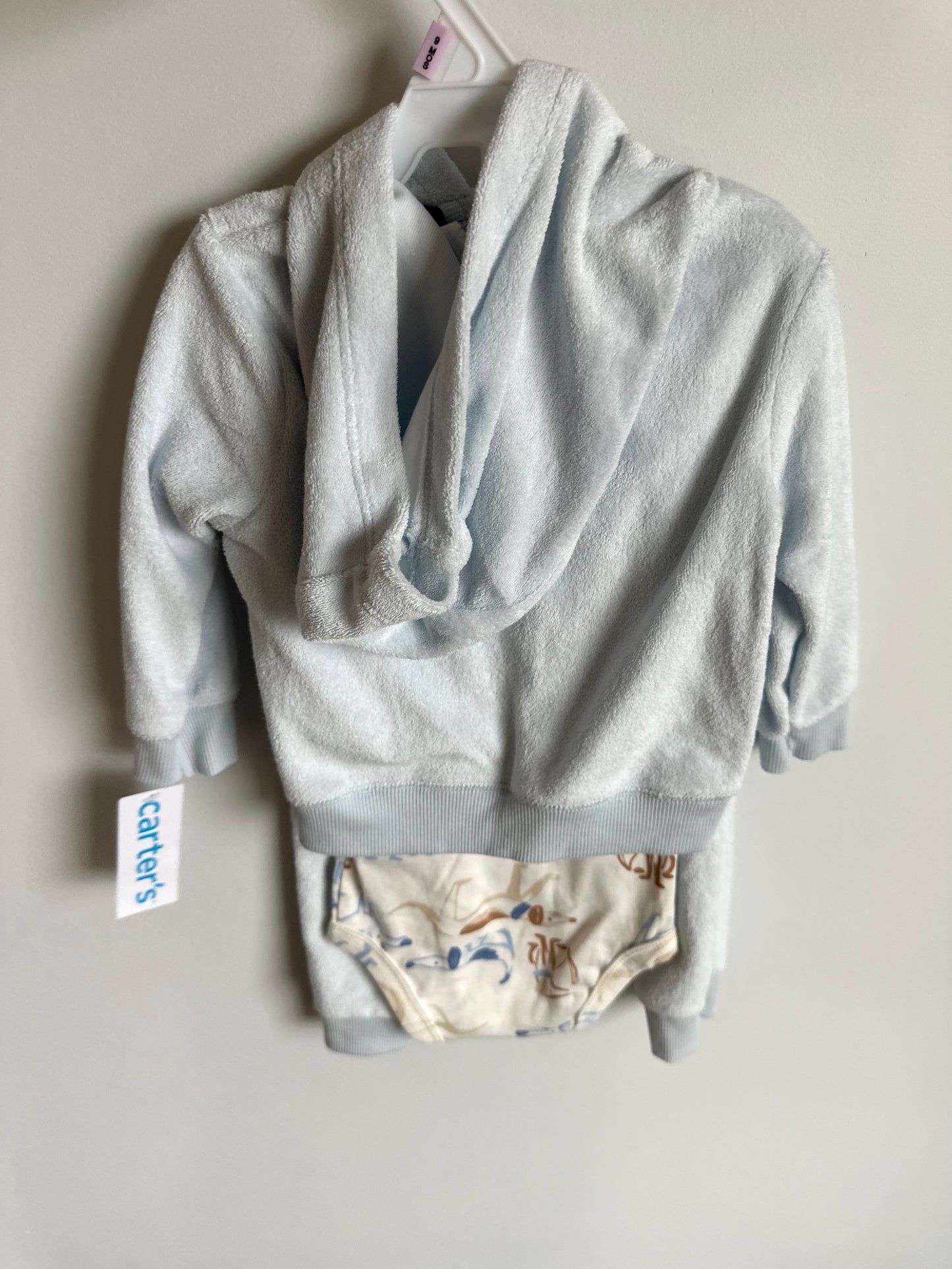 Fuzzy Blue Bear Hoodie, Pants and Bodysuit Set (With Tags) Set / 9m