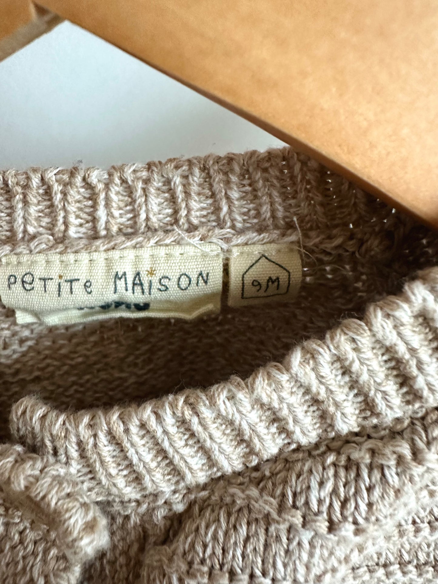 Oat Knit Cardigan, Pants Toque Set / 9m