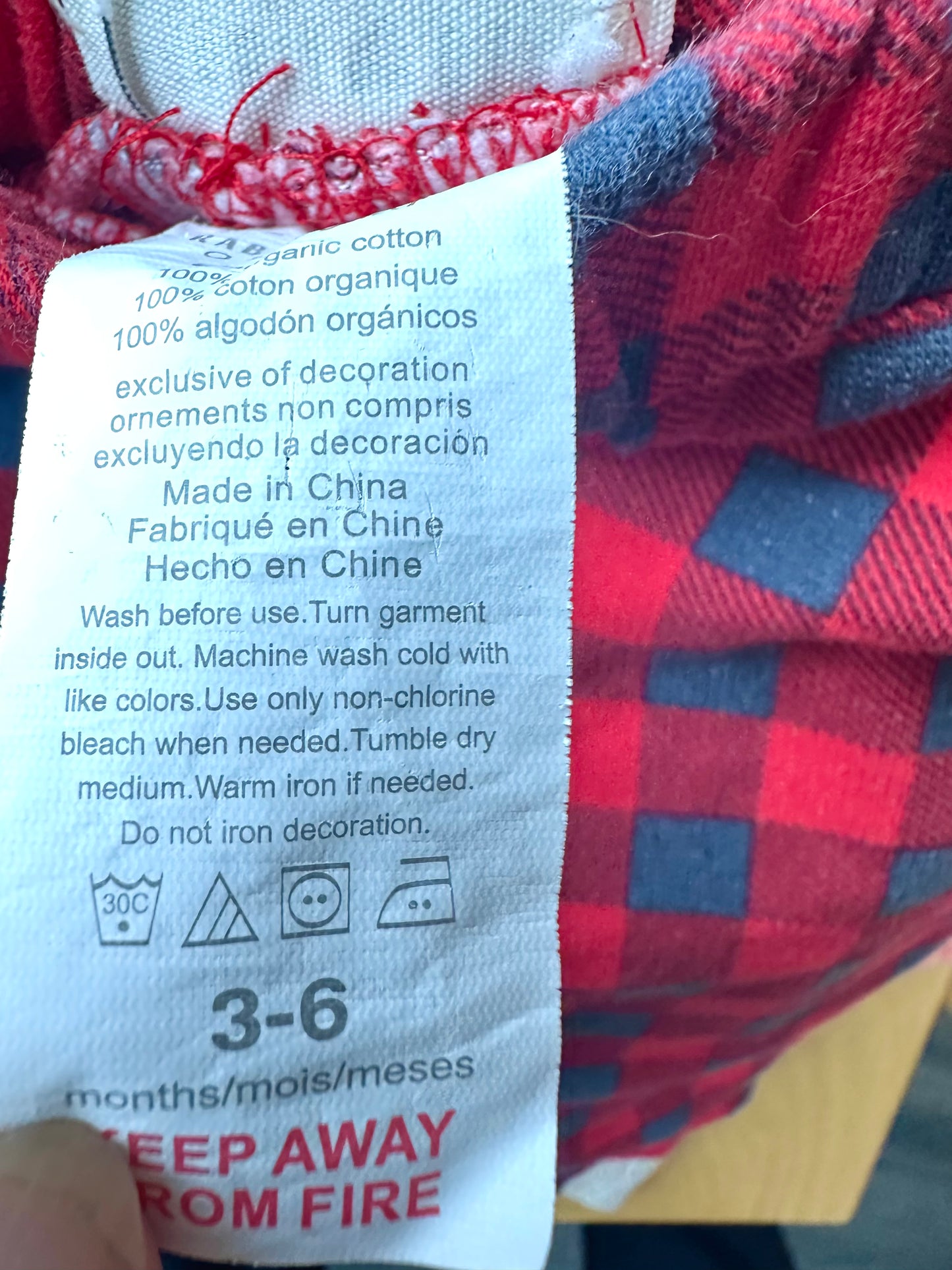 Organic Buffalo Plaid Pants / 3-6m