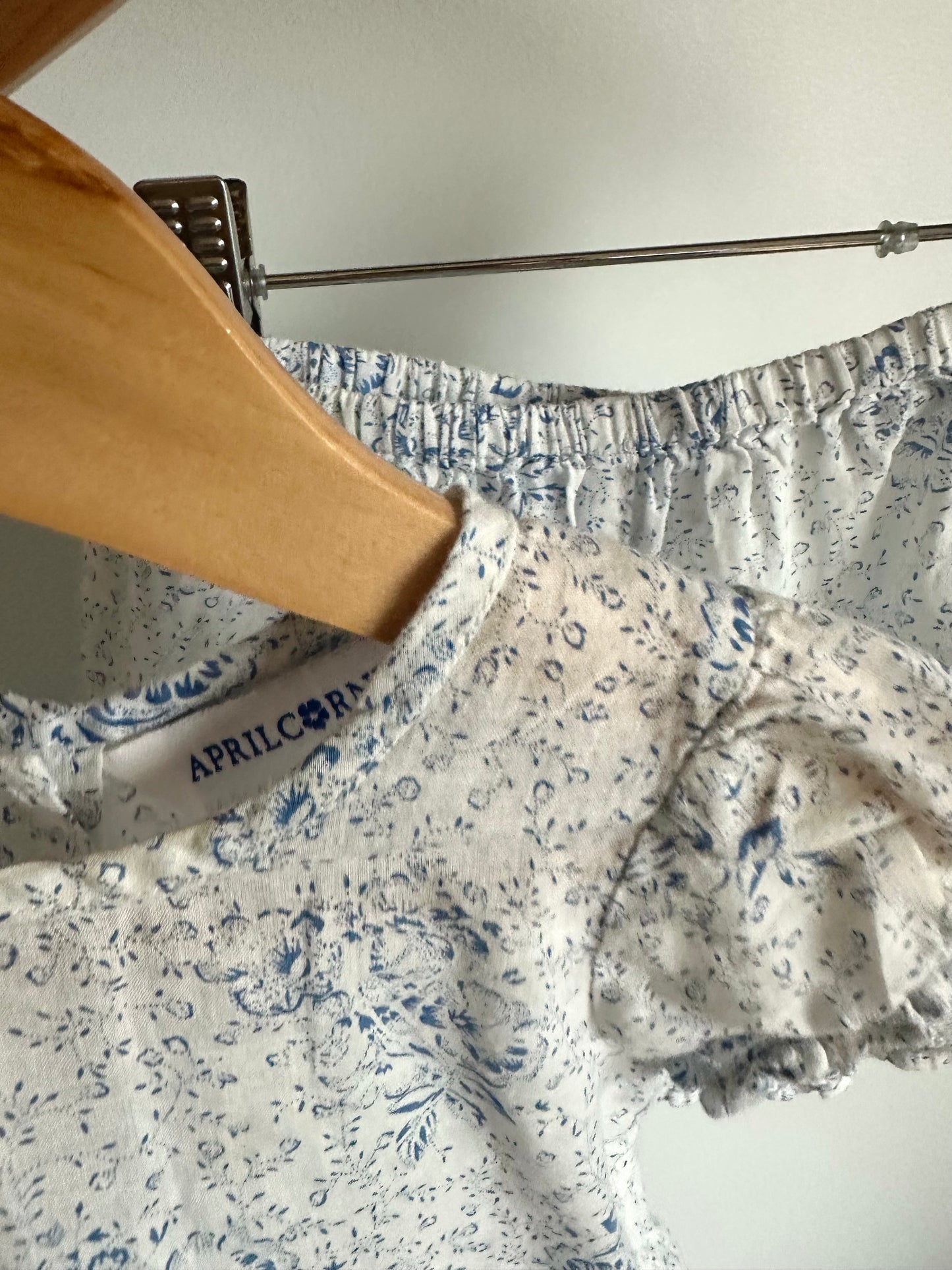 White Patterned Pocket Top + Shorties Set / 6-12m