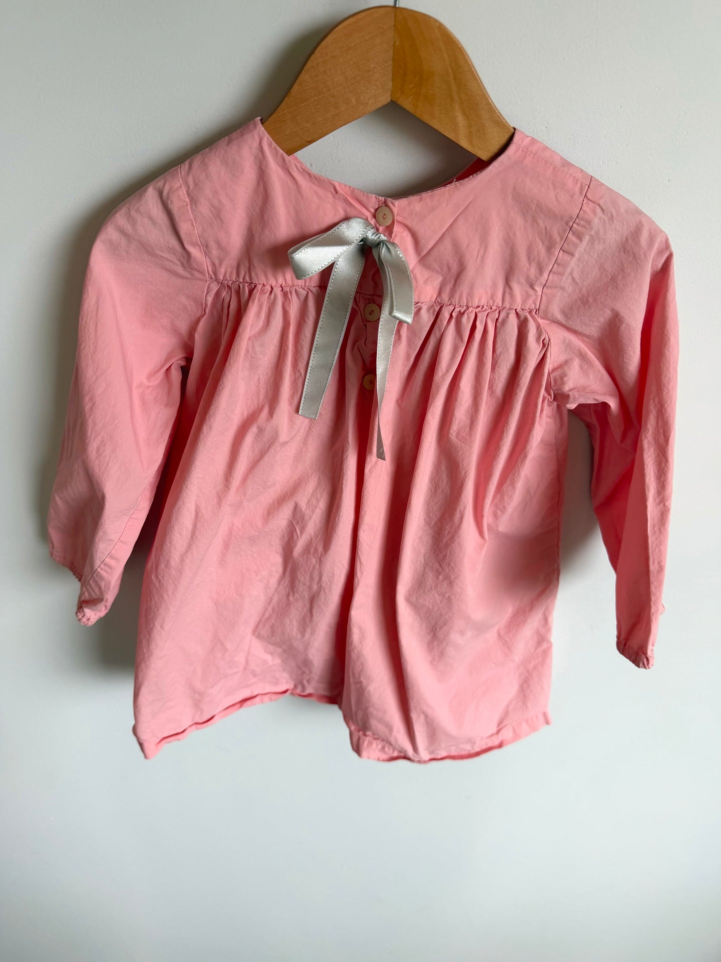 Pink Smocking Long Sleeve Dress / 24m?